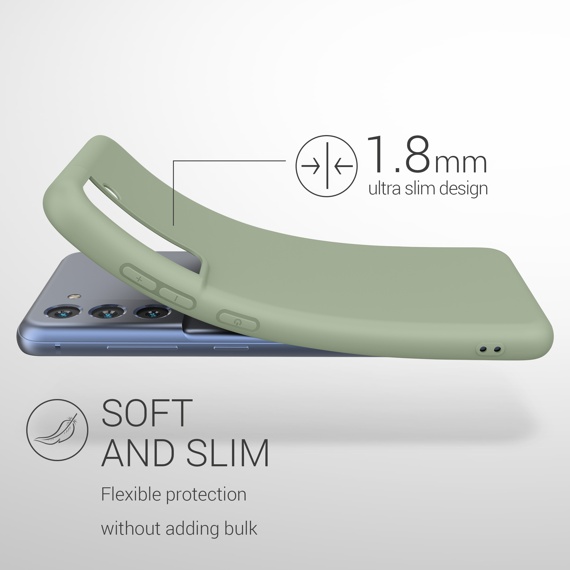 Kryt na mobil Galaxy S21 Fan Edition kwmobile Soft Cover šedozelená