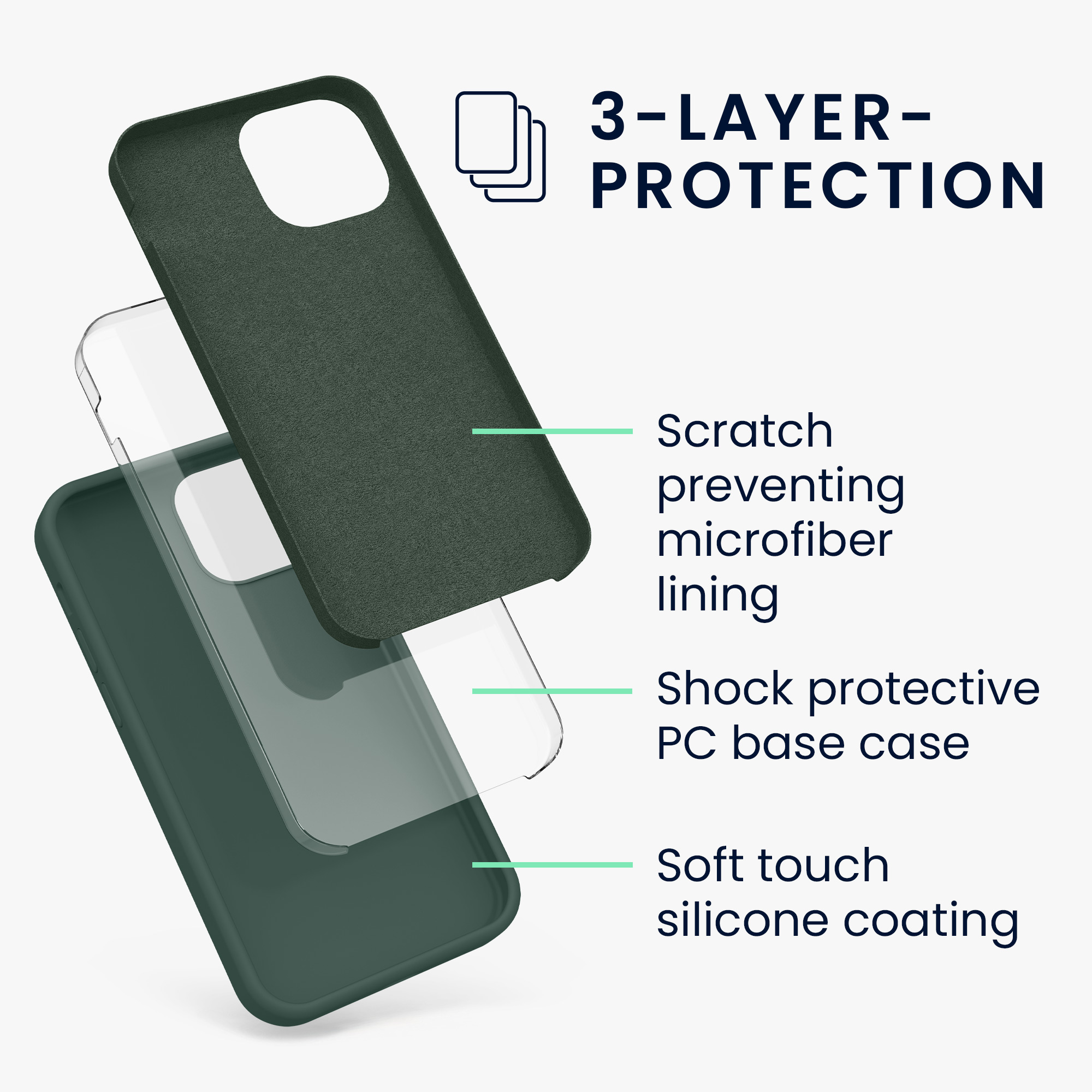 Kryt kwmobile soft-touch iPhone 13 mini mechově zelená