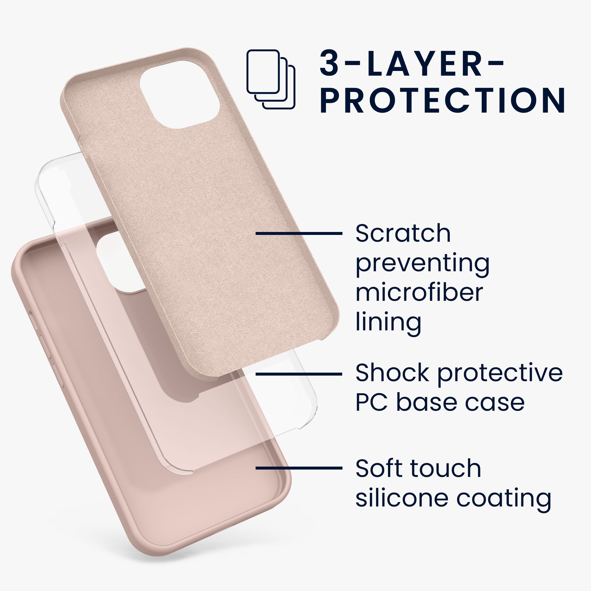 Silikonový kryt kwmobile pro iPhone 13 - pudrově růžová