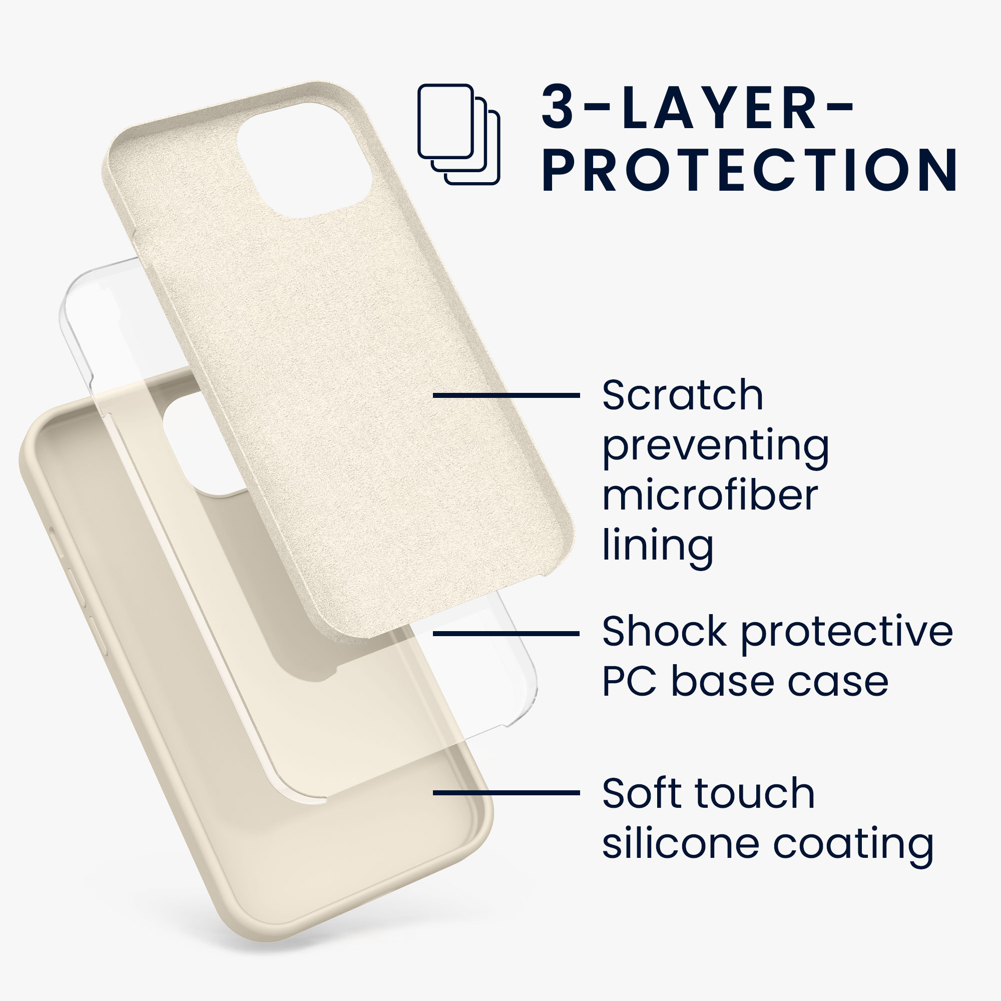 Silikonový kryt kwmobile pro iPhone 13 - krémová