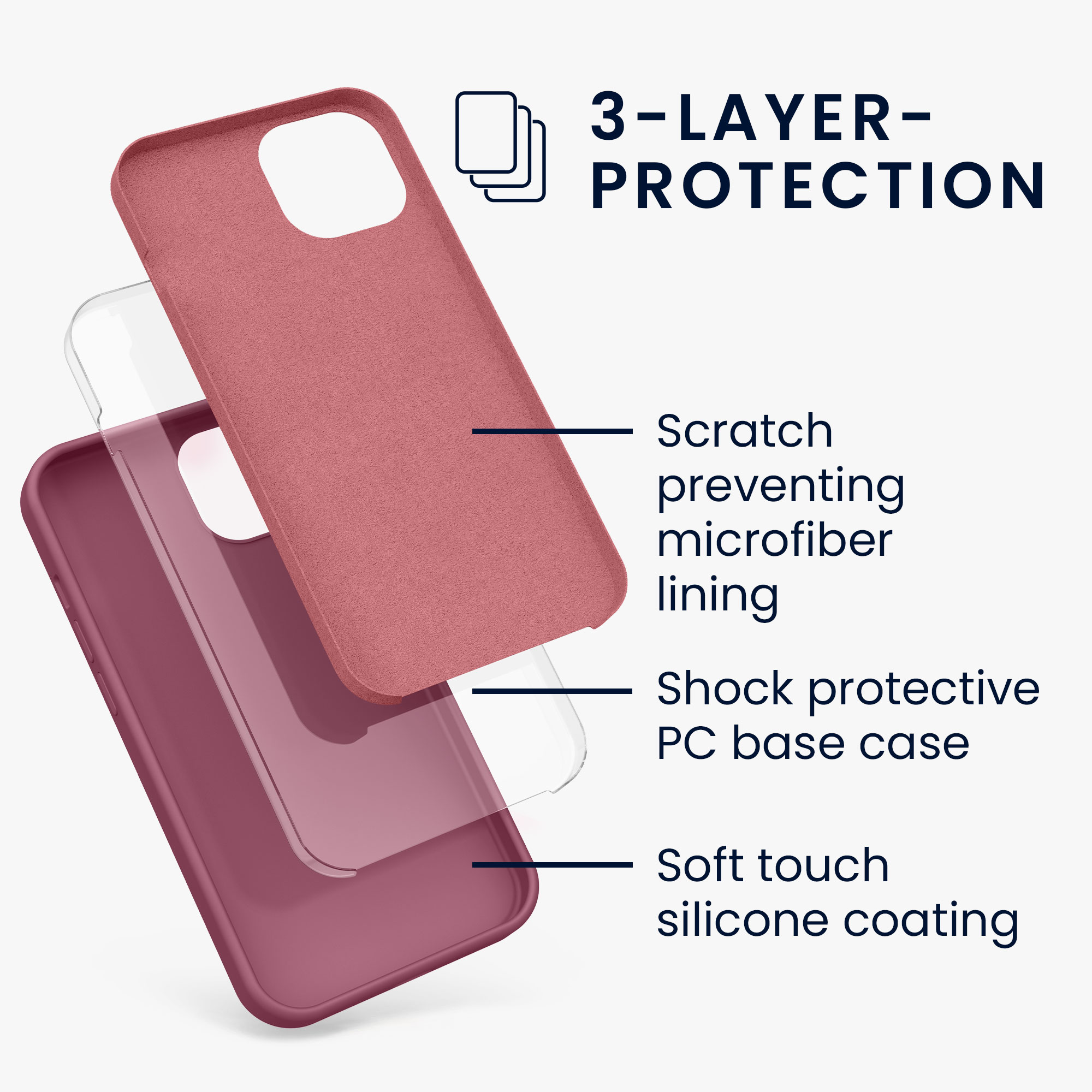 Silikonový kryt kwmobile pro iPhone 13 - tmavě růžová