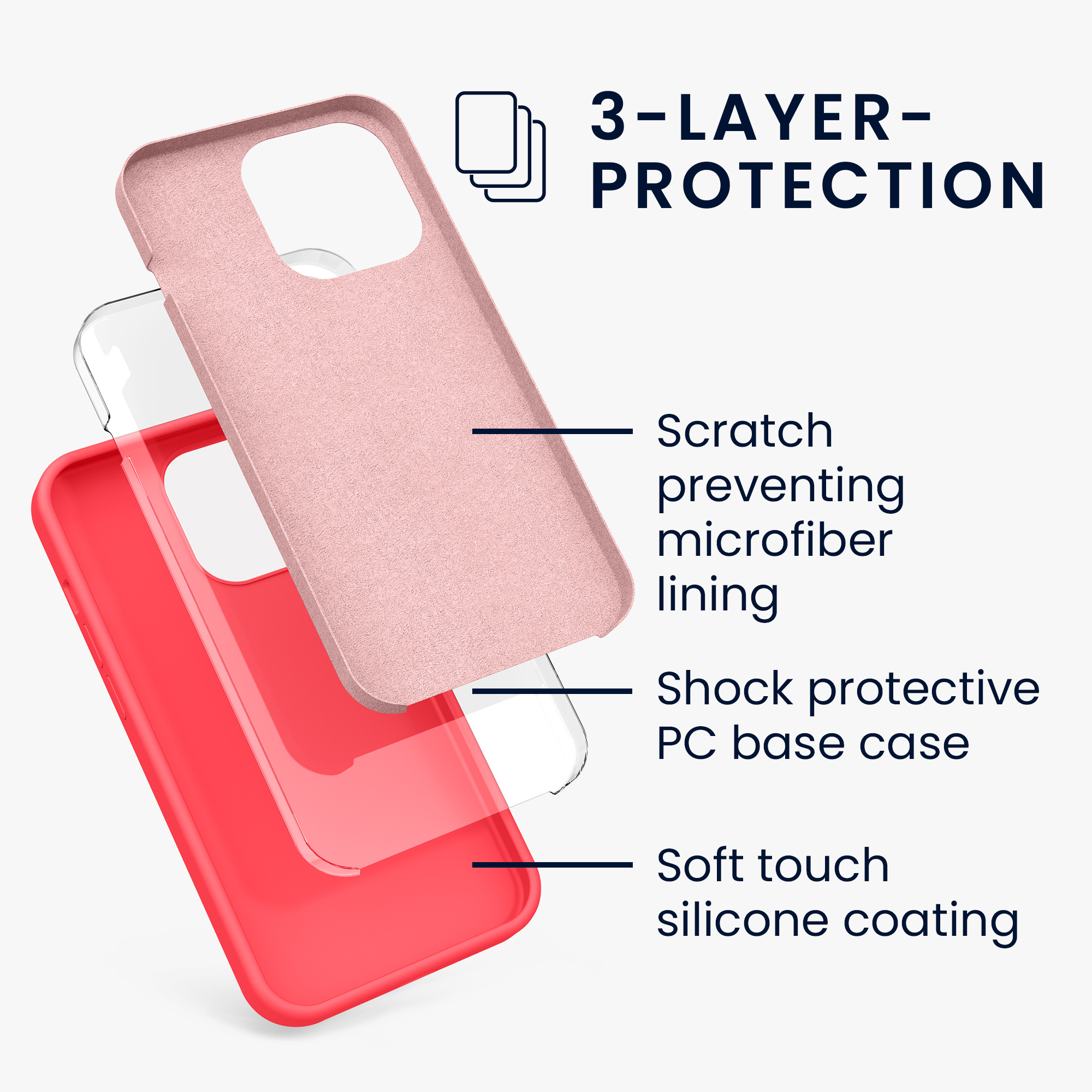 Kryt kwmobile soft-touch iPhone 13 Pro Neon Coral