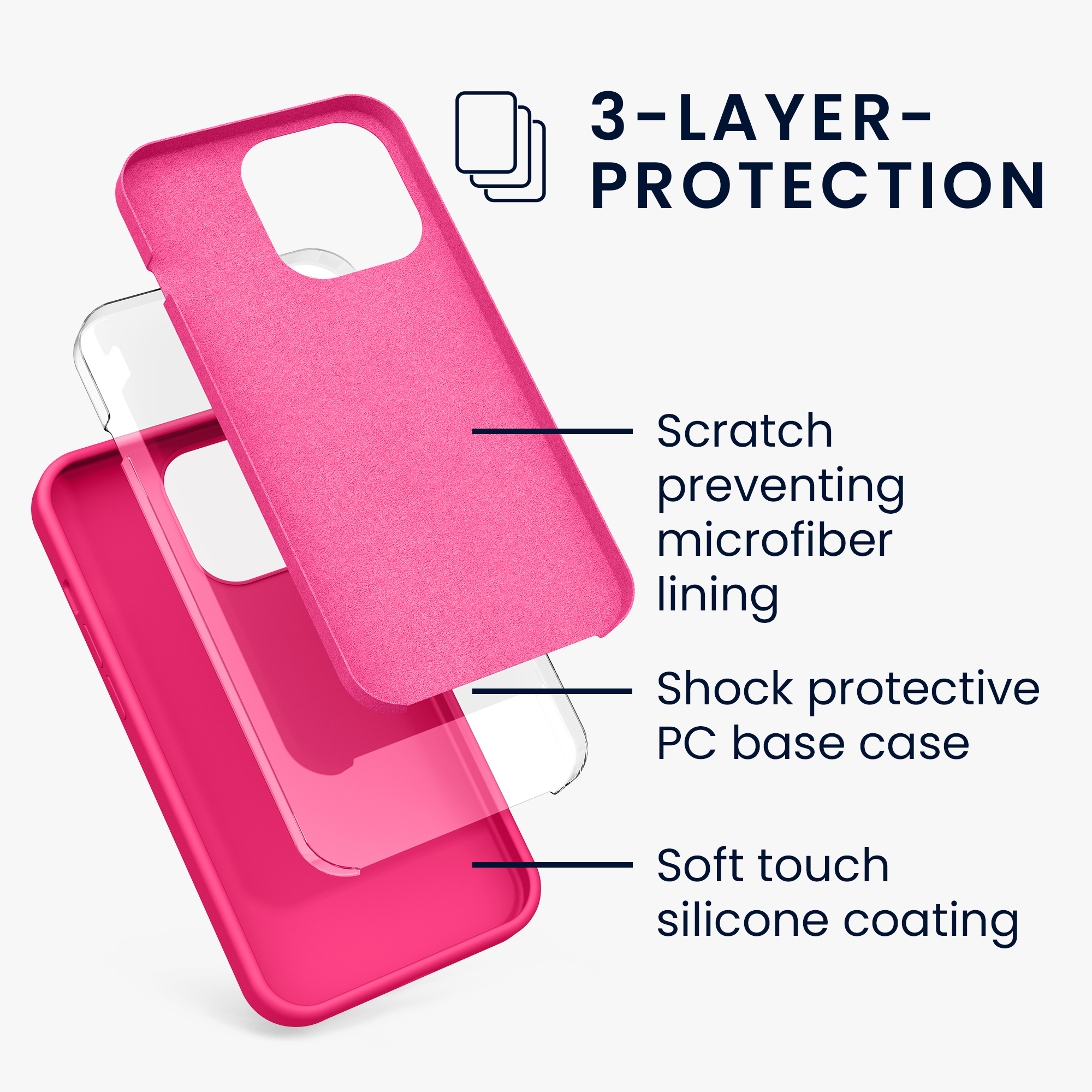 Kryt kwmobile soft-touch iPhone 13 Pro neonově růžová