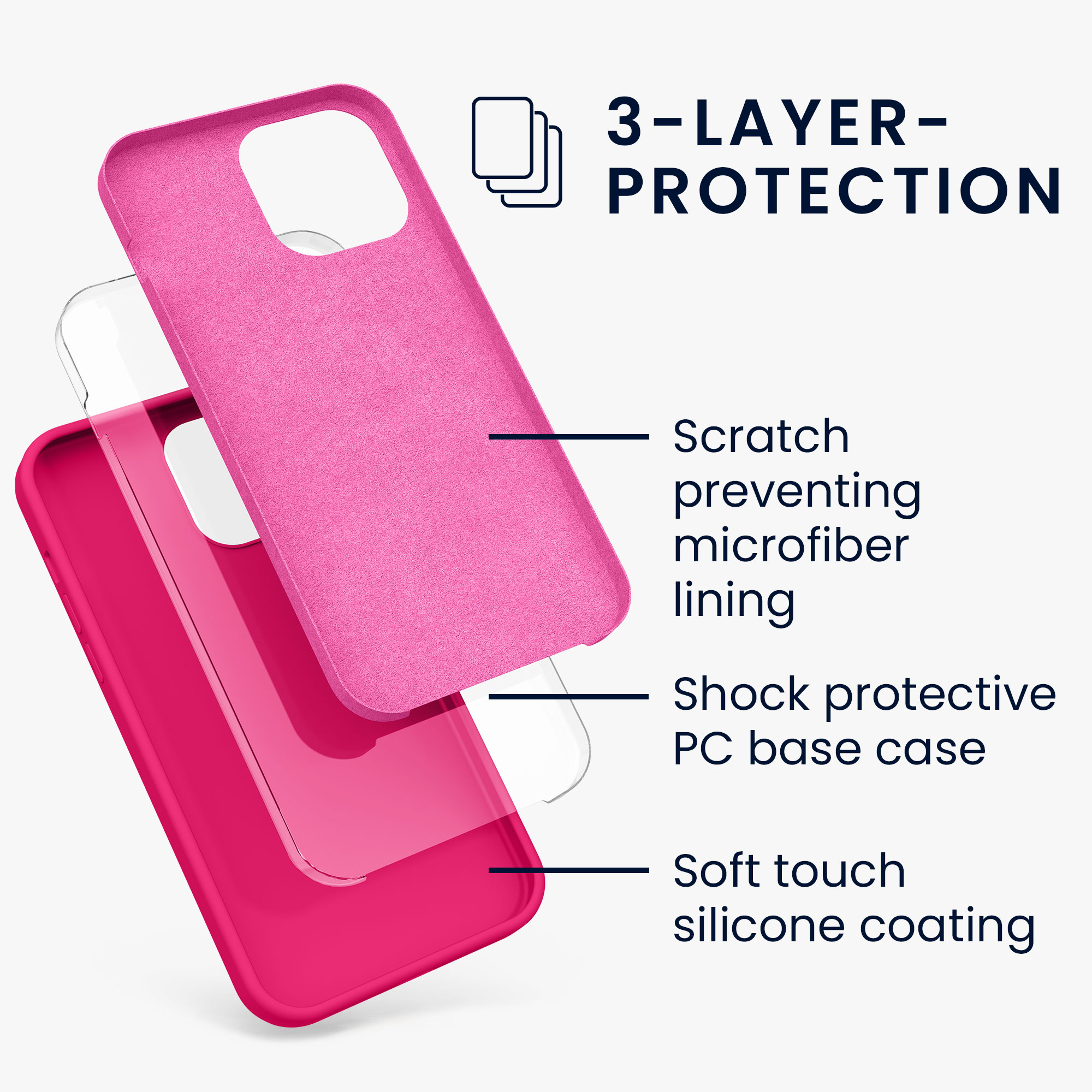 Kryt kwmobile soft-touch iPhone 13 Pro Max neonově růžová