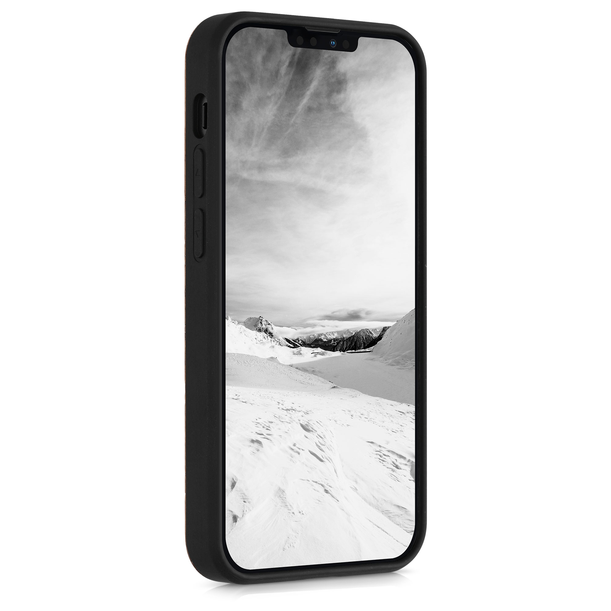 Kryt kwmobile dřevo iPhone 13 mini tmavě hnědá