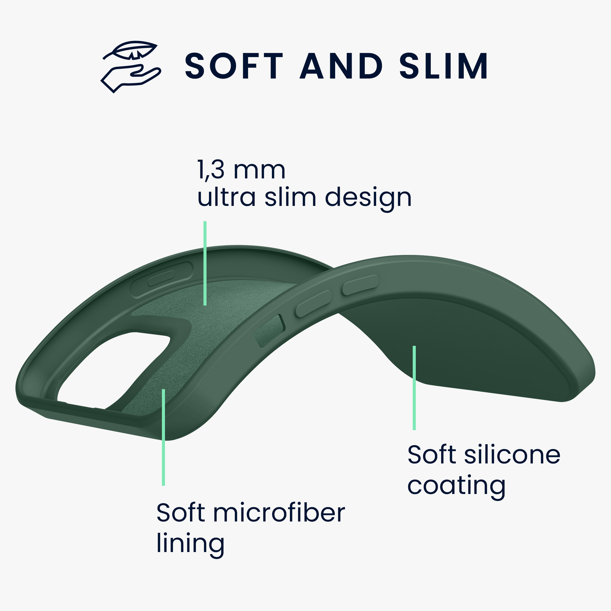 Silikonový kryt kwmobile pro iPhone 13 - mechově zelená