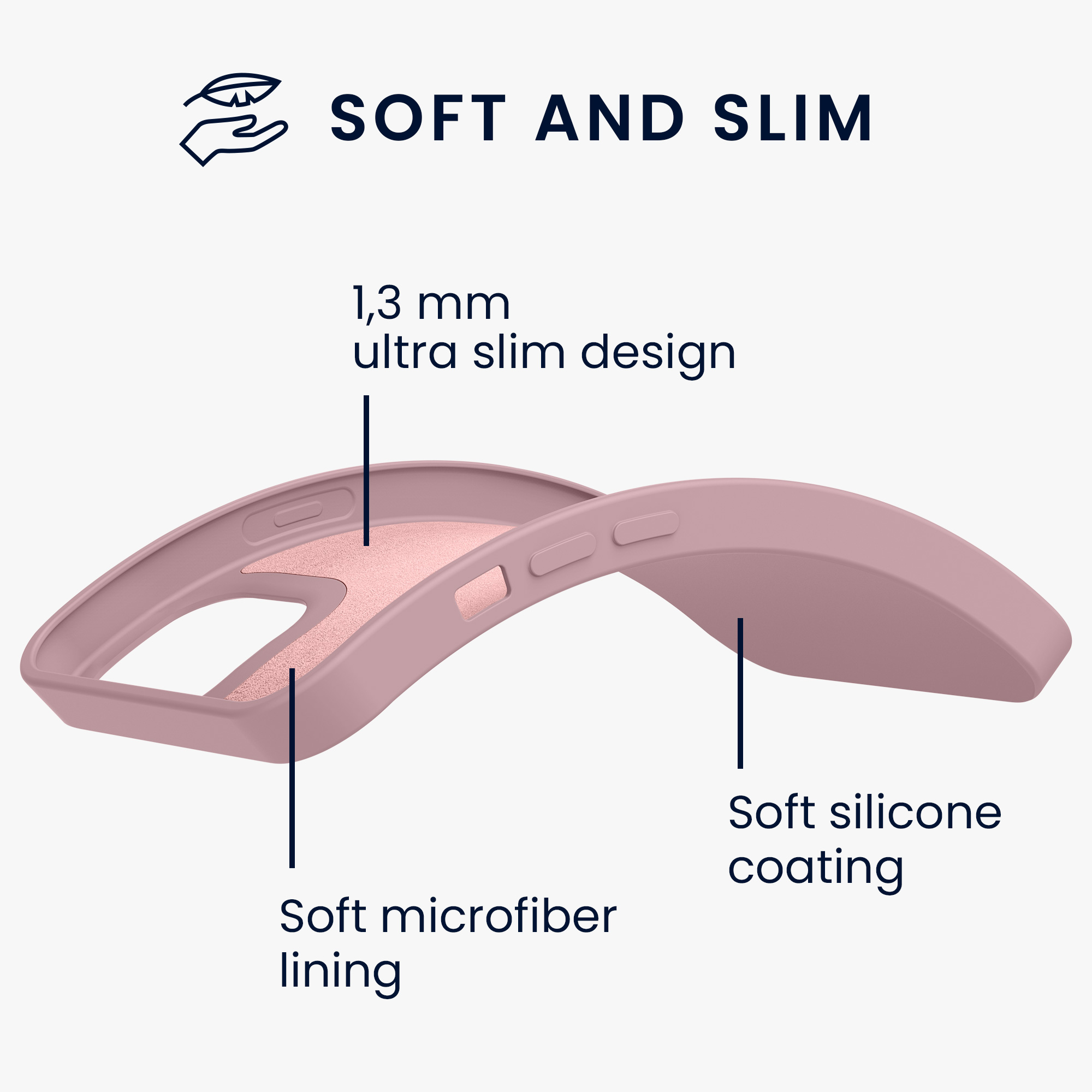 Silikonový kryt kwmobile pro iPhone 13 - zimní růžová