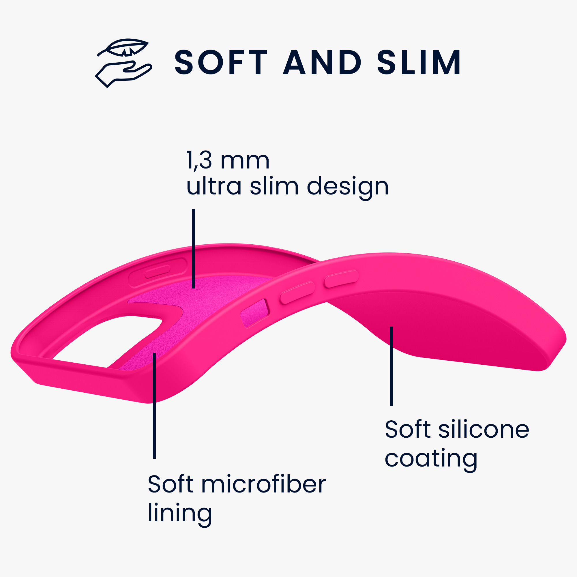 Silikonový kryt kwmobile pro iPhone 13 - neonově růžová