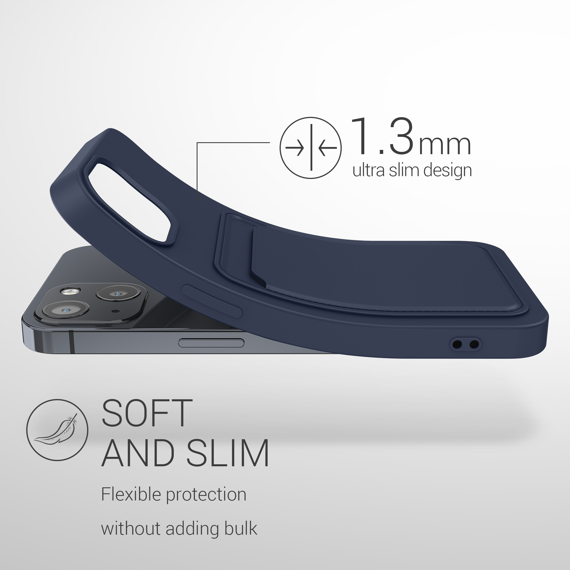 Kryt s přihrádkou kwmobile pro iPhone 13 - dark Blue