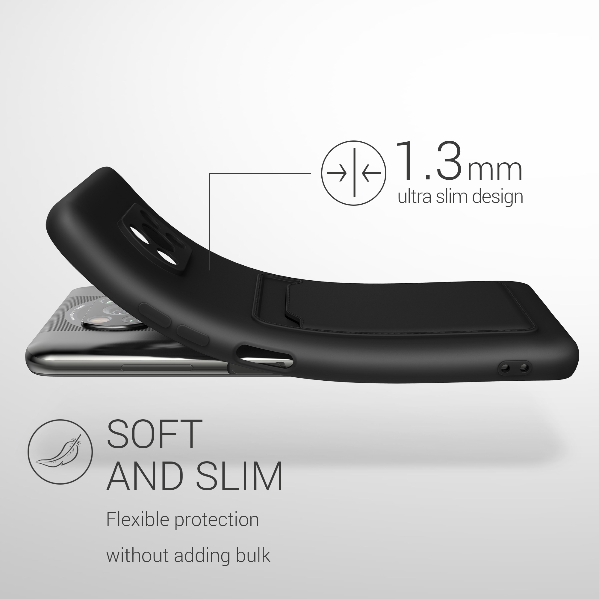 Kryt Xiaomi Poco X3 NFC přihrádka karta TPU černá matná kwmobile