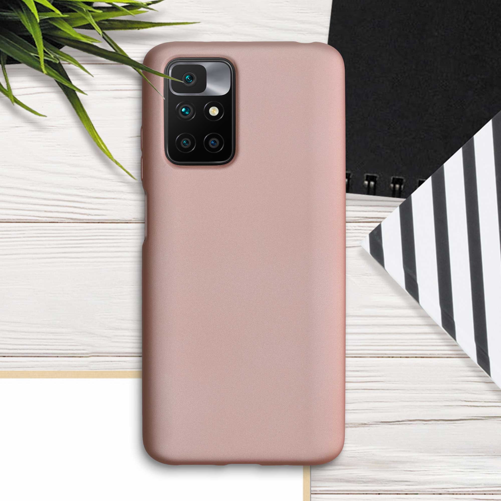 Kryt Xiaomi Redmi 10 (2021 metalický TPU metalická růžovo-zlatá kwmobile