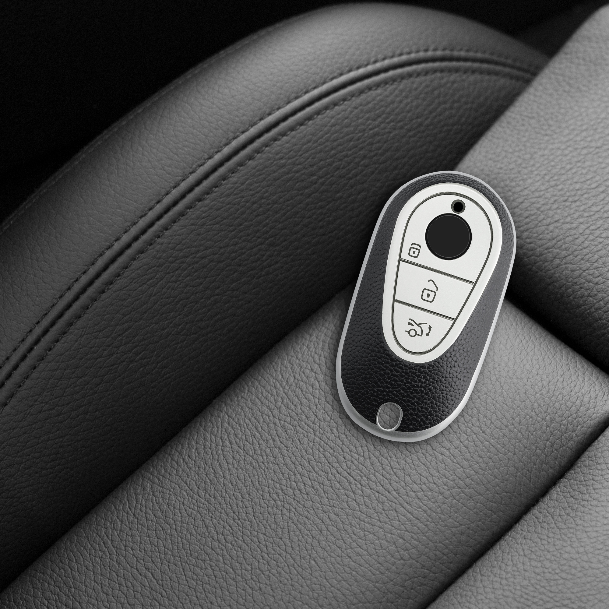 Pouzdro na klíč od auta kwmobile Mercedes-Benz 3 tlačítka Smart Key, stříbrná / černá