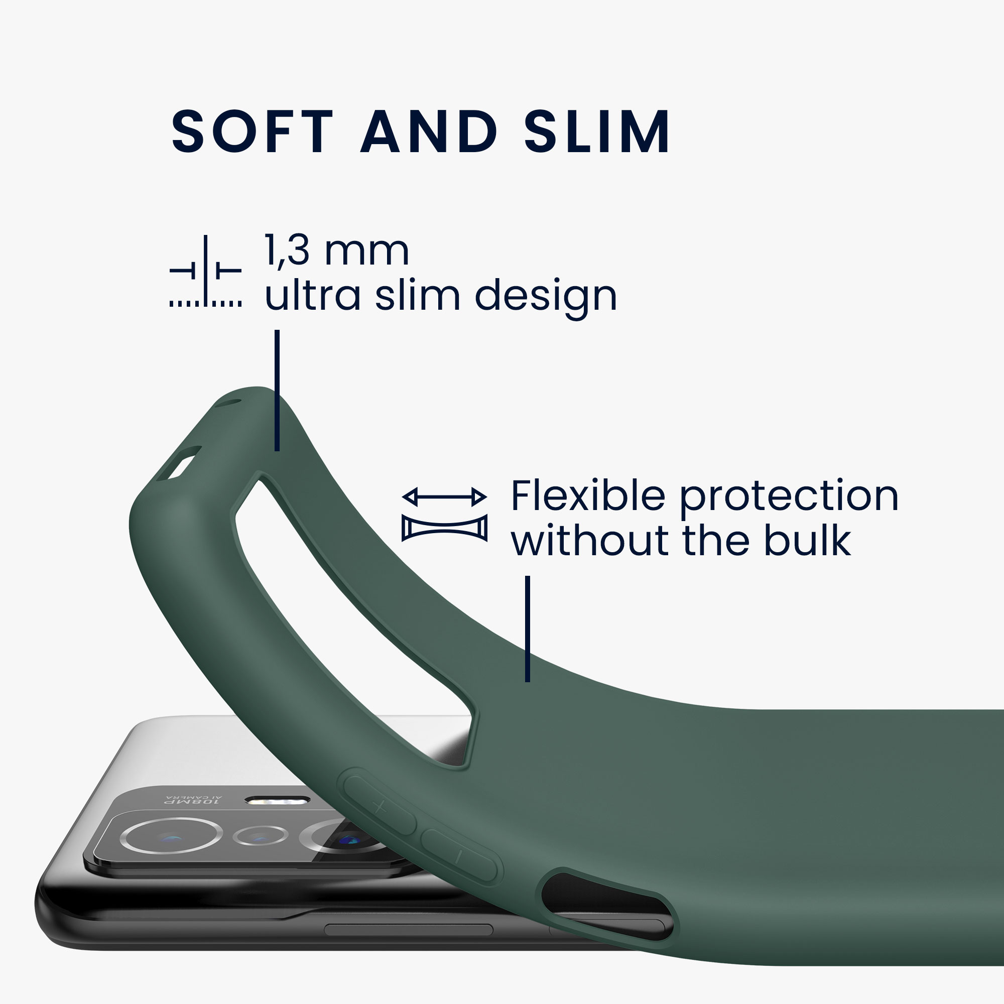 Kryt na mobil Xiaomi 11T / 11T Pro kwmobile TPU mechová zelený