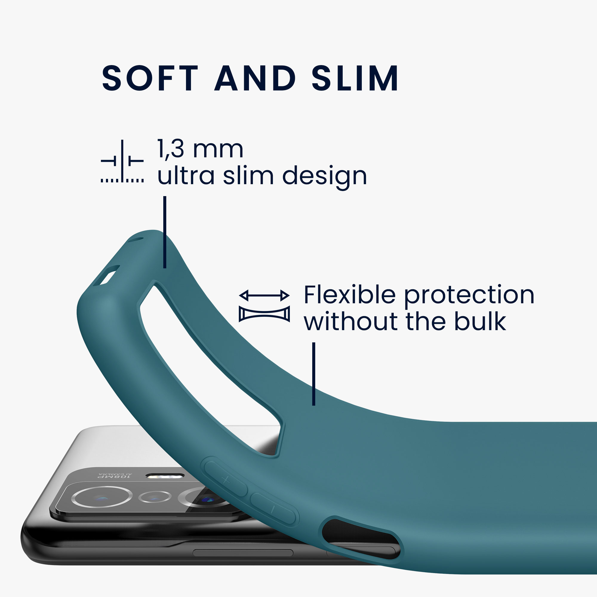 Kryt na mobil Xiaomi 11T / 11T Pro kwmobile TPU matně modrozelený