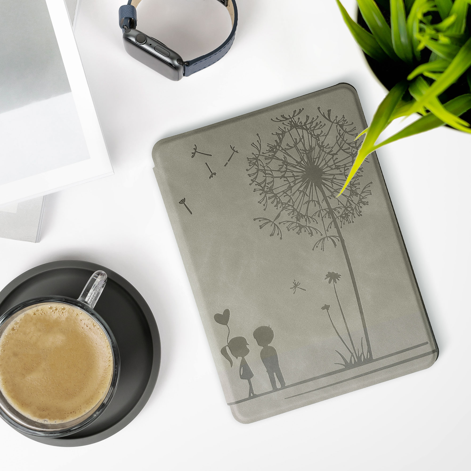 Pouzdro na čtečku kwmobile Amazon Kindle Paperwhite 11 Generation 2021 Case - Dandelion Love šedá