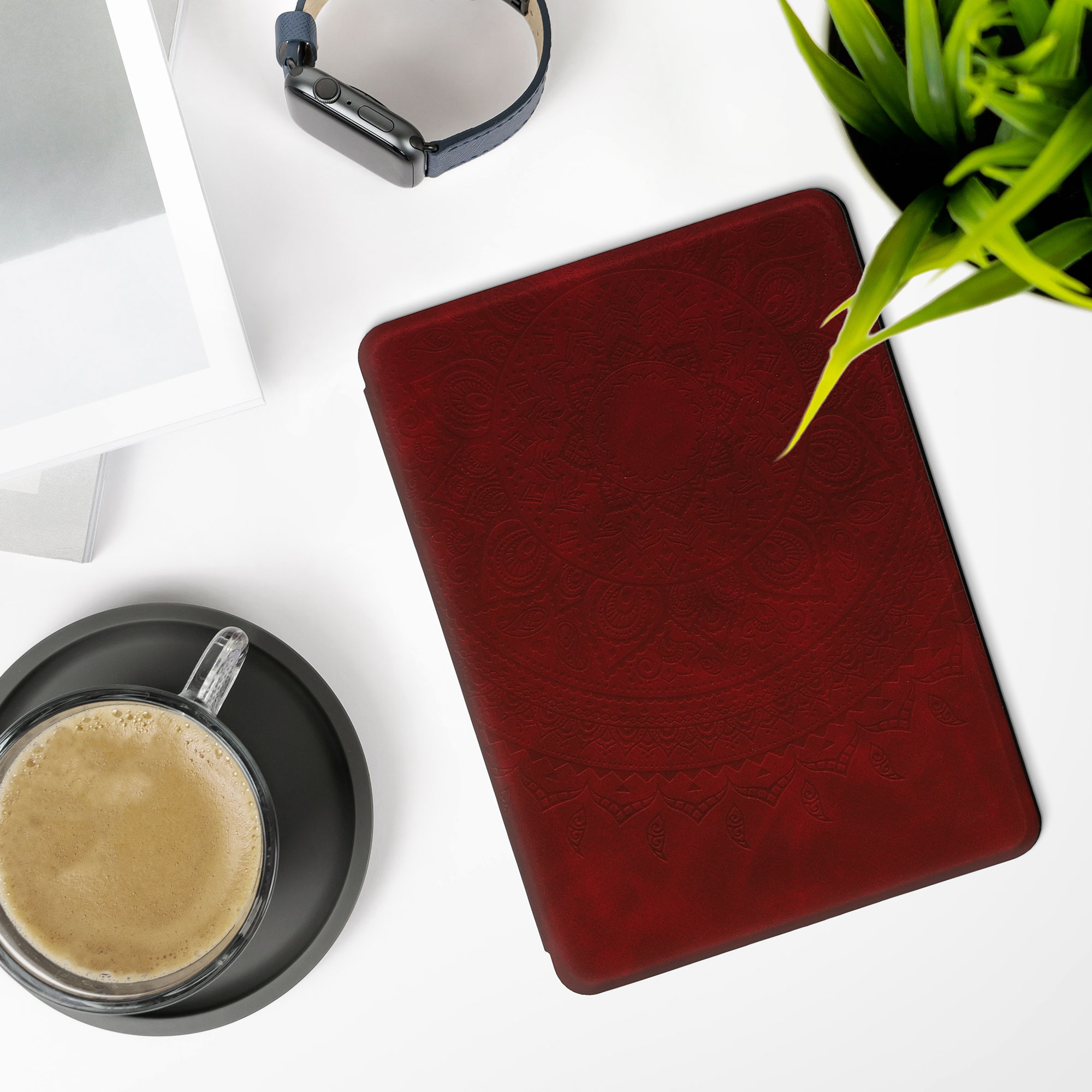 Pouzdro na čtečku kwmobile Amazon Kindle Paperwhite 11 Generation 2021 Case - Indian Sun Dark červená