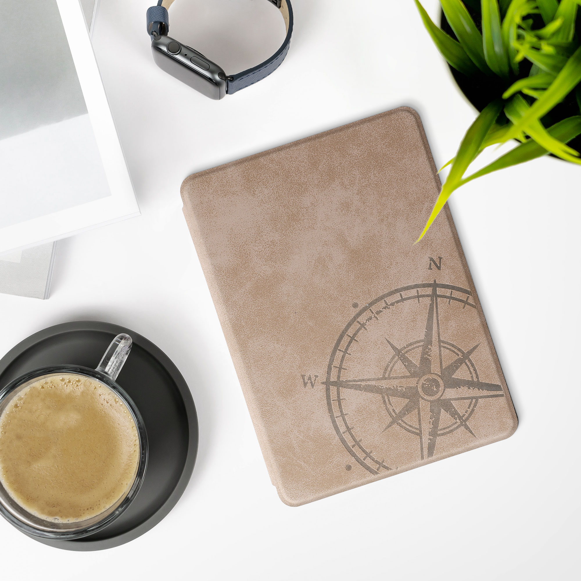 Pouzdro na čtečku kwmobile Kindle Paperwhite 11. gen. 2021 - Navigational Compass hnědá