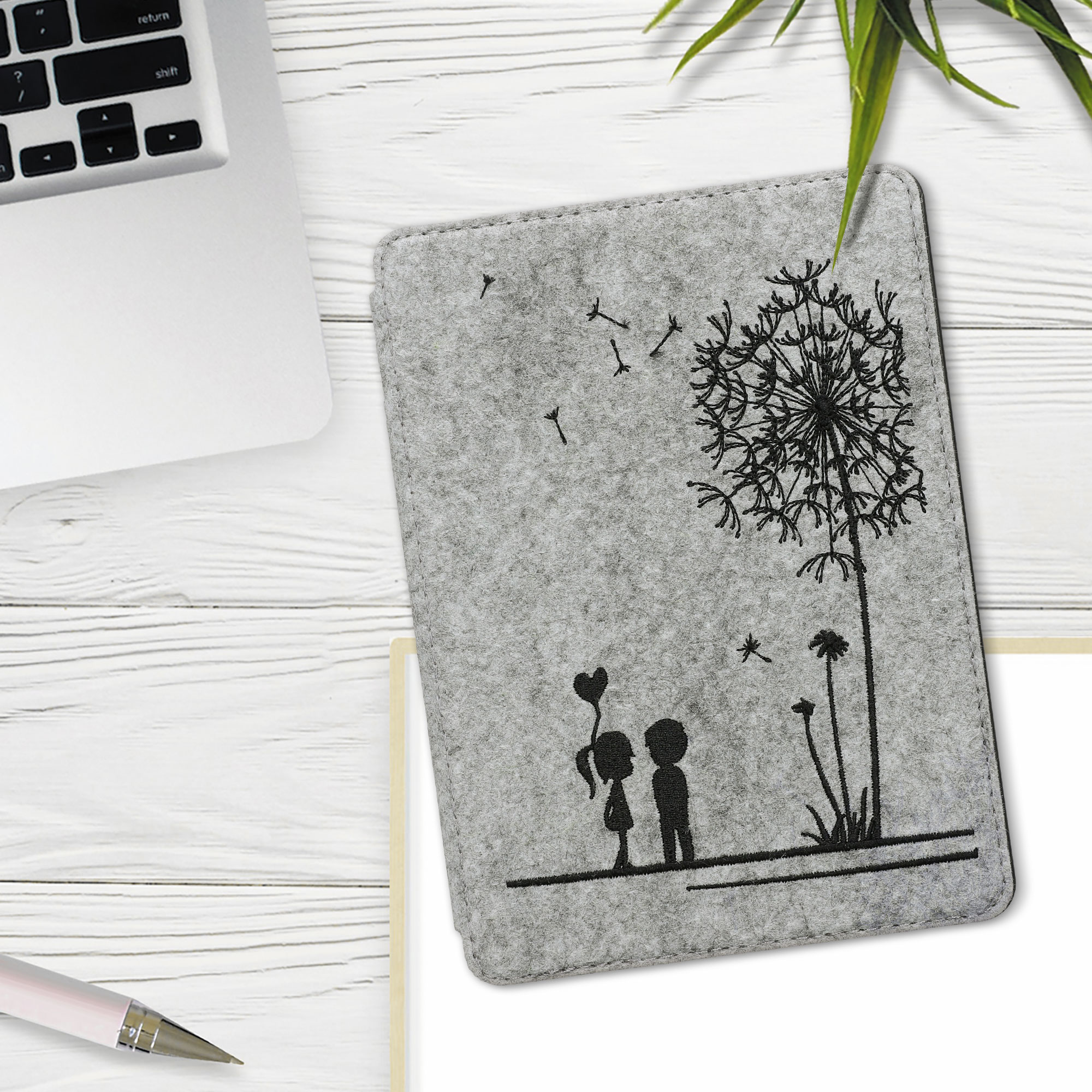 Pouzdro na čtečku kwmobile Kindle Paperwhite 11. gen. 2021 - Dandelion Love černá / světle šedá