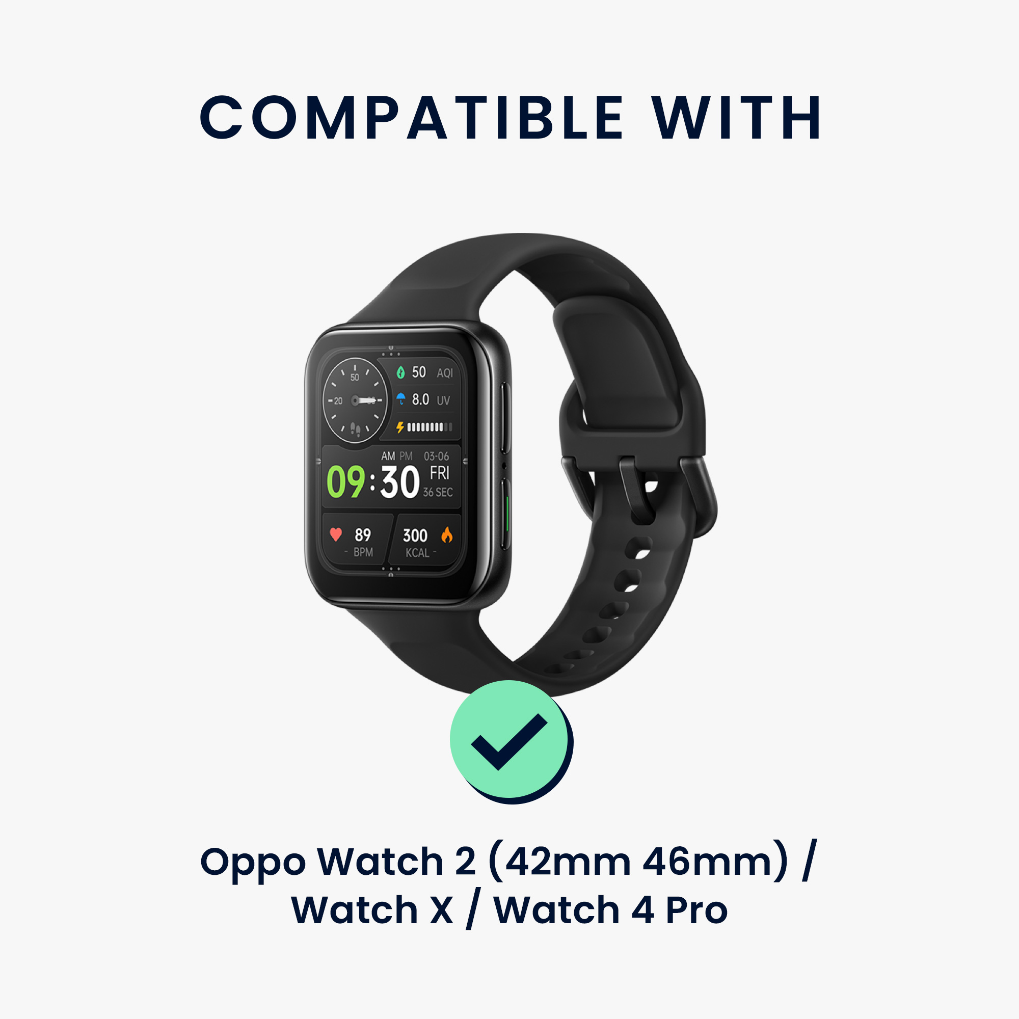 Nabíjecí kabel kwmobile pro Oppo Watch 2 (42mm 46mm) / Watch X / Watch 4 Pro, černá