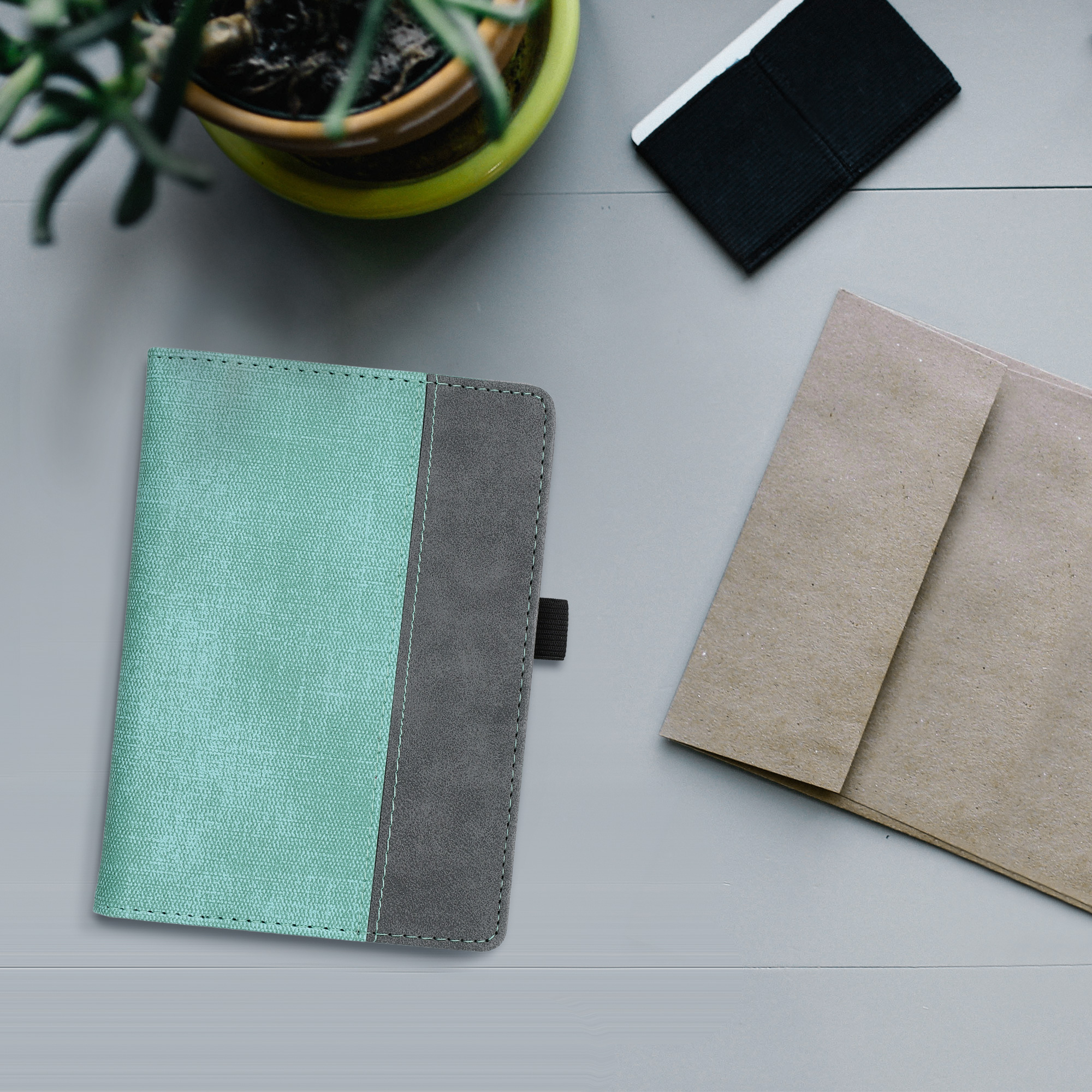 Pouzdro na čtečku kwmobile pro Kobo Glo HD / Touch 2.0 - mátová / tmavě šedá