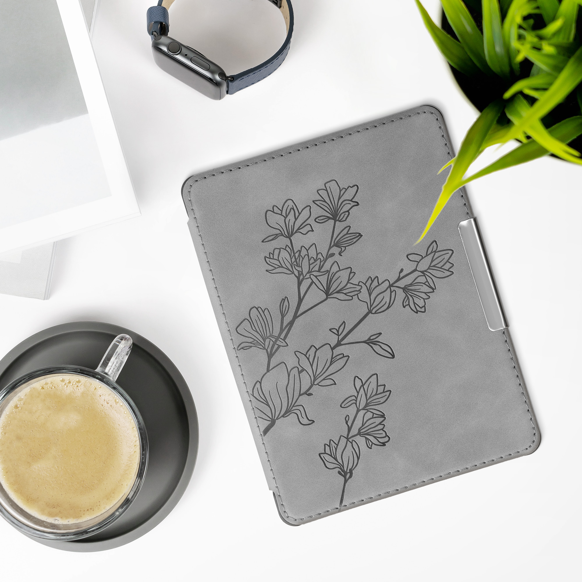 Pouzdro na čtečku kwmobile pro Kobo Glo HD / Touch 2.0 - Magnolias Grey