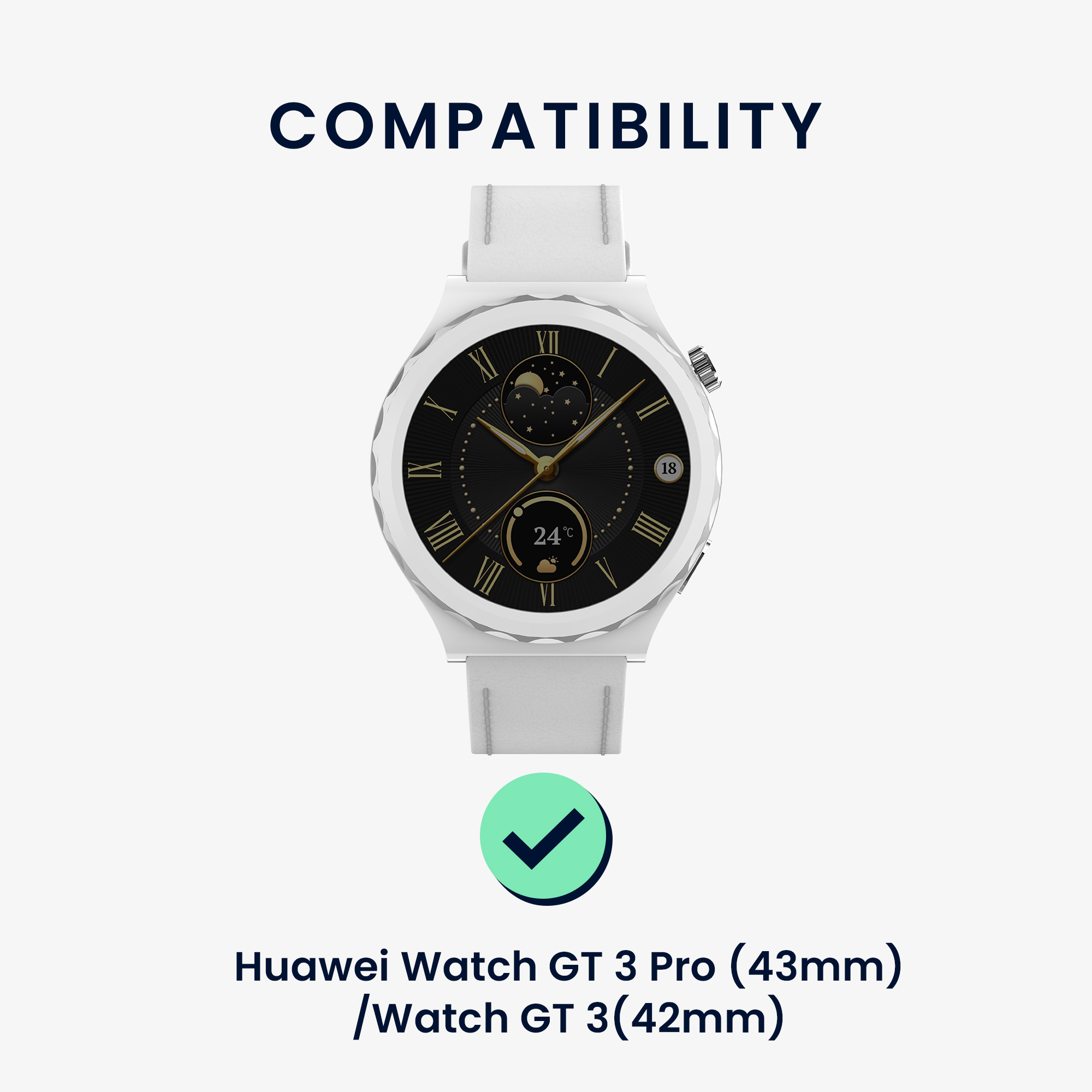Řemínky pro Huawei Watch GT 3 Pro 43mm / Watch GT3 42mm / GT2 42mm / MagicWatch 2 42mm kwmobile silikonové - černá / šedá / šedá