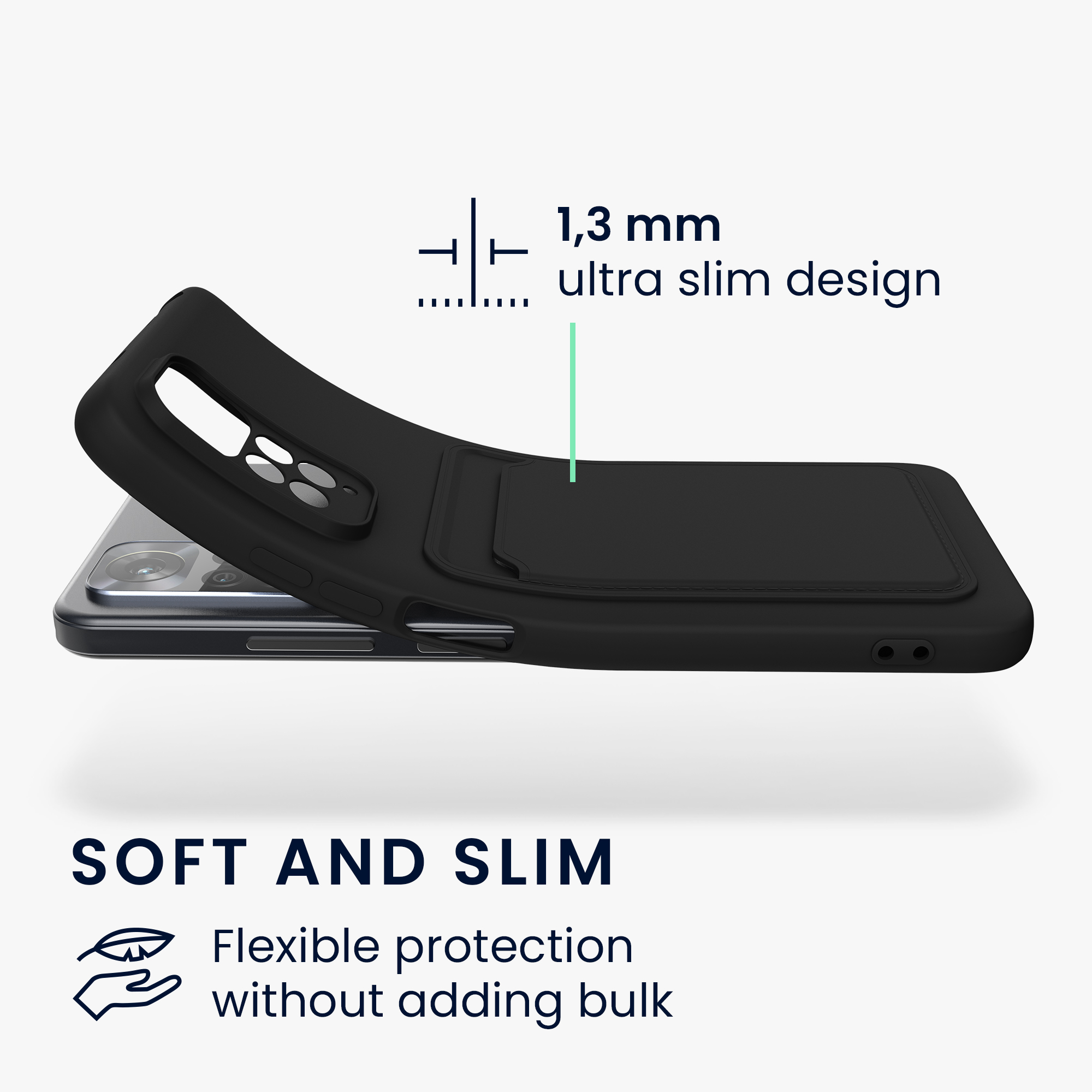 Pouzdro pro Xiaomi Redmi Note 11 / Note 11S s přihrádkou na kartu kwmobile kapsa na kartu TPU - matná černá