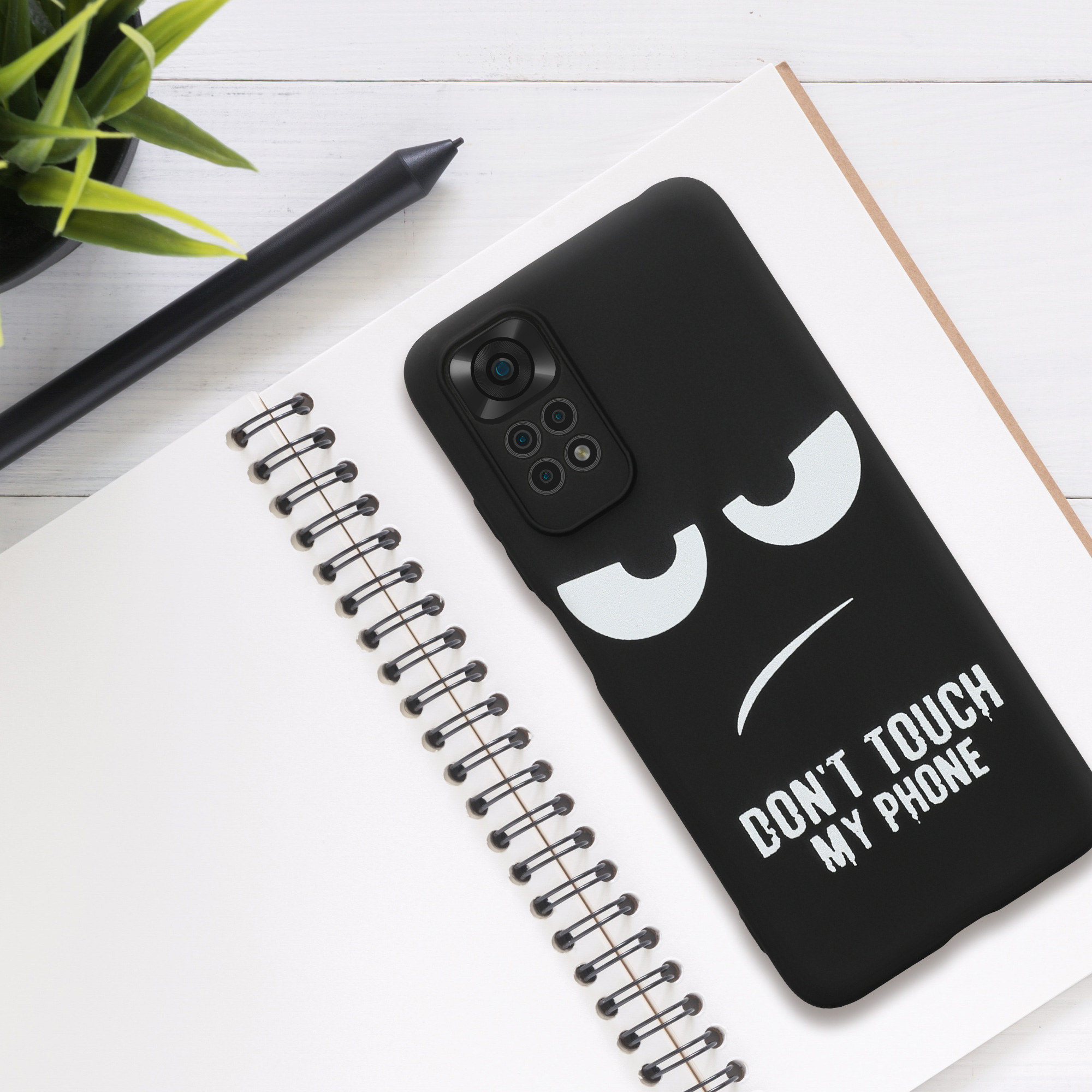 Kryt Xiaomi Redmi Note 11 Don't Touch TPU bílá/černá kwmobile