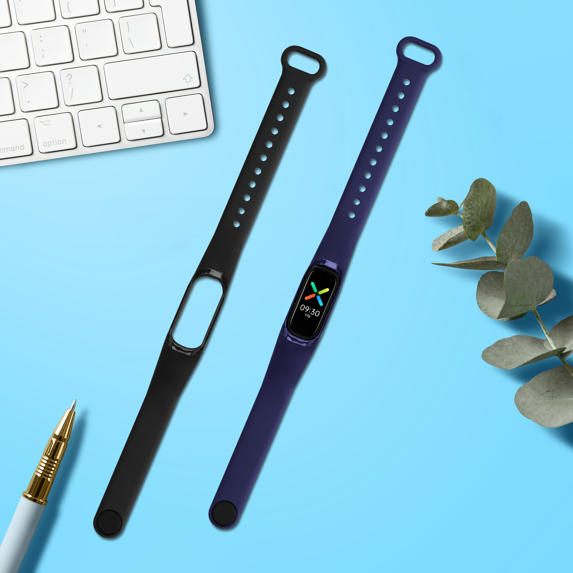 Sada řemínků na chytré hodinky Oppo Band Sport 2 ks černo-tmavě modré