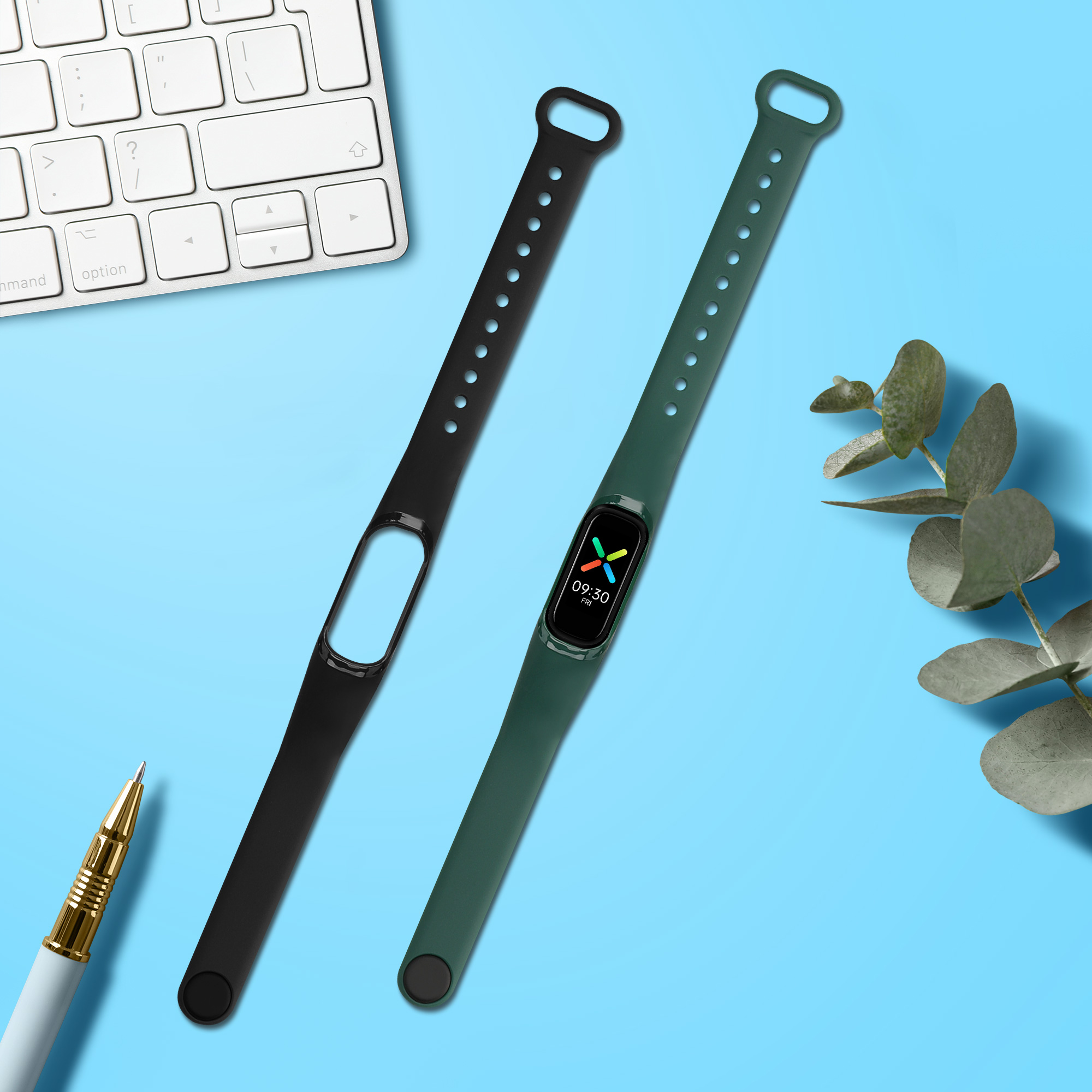 Sada řemínků na chytré hodinky Oppo Band Sport 2 ks černo-zelené