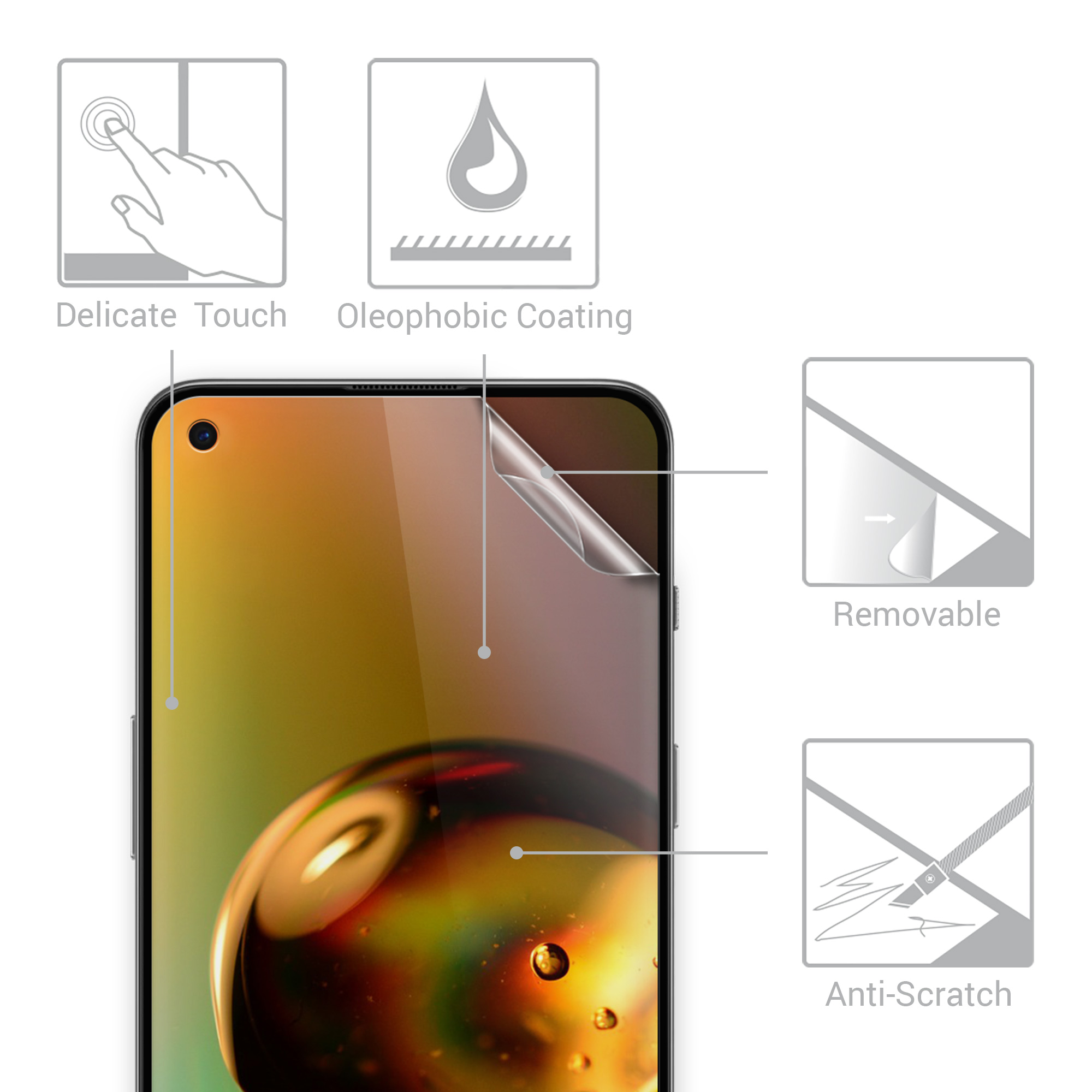 Sada 3 ochranných fólií pro OnePlus Nord 2 5G kwmobile - matný