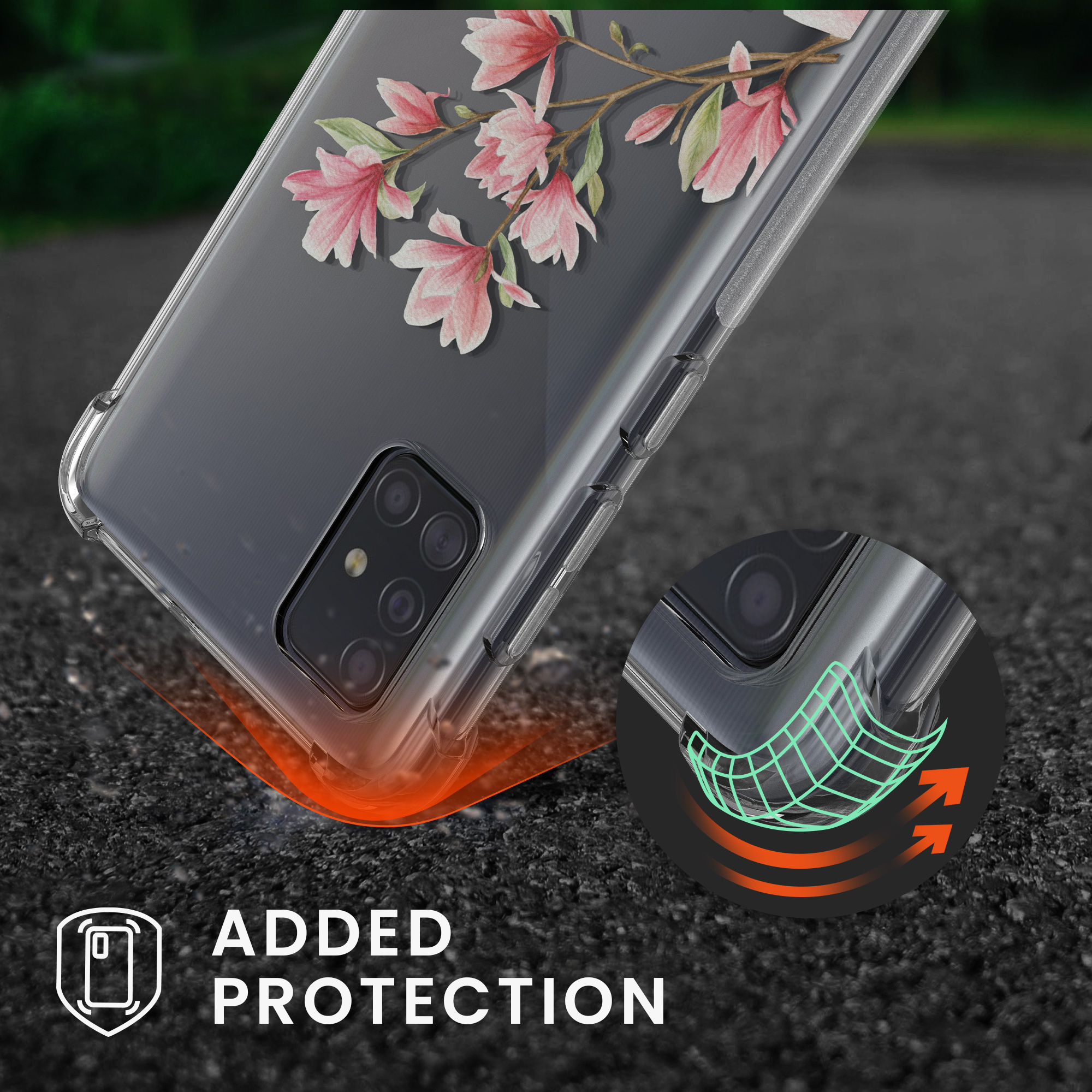 Crossbody kryt na mobil Samsung Galaxy A71 kwmobile Magnolias růžovo-bílo-transparentní