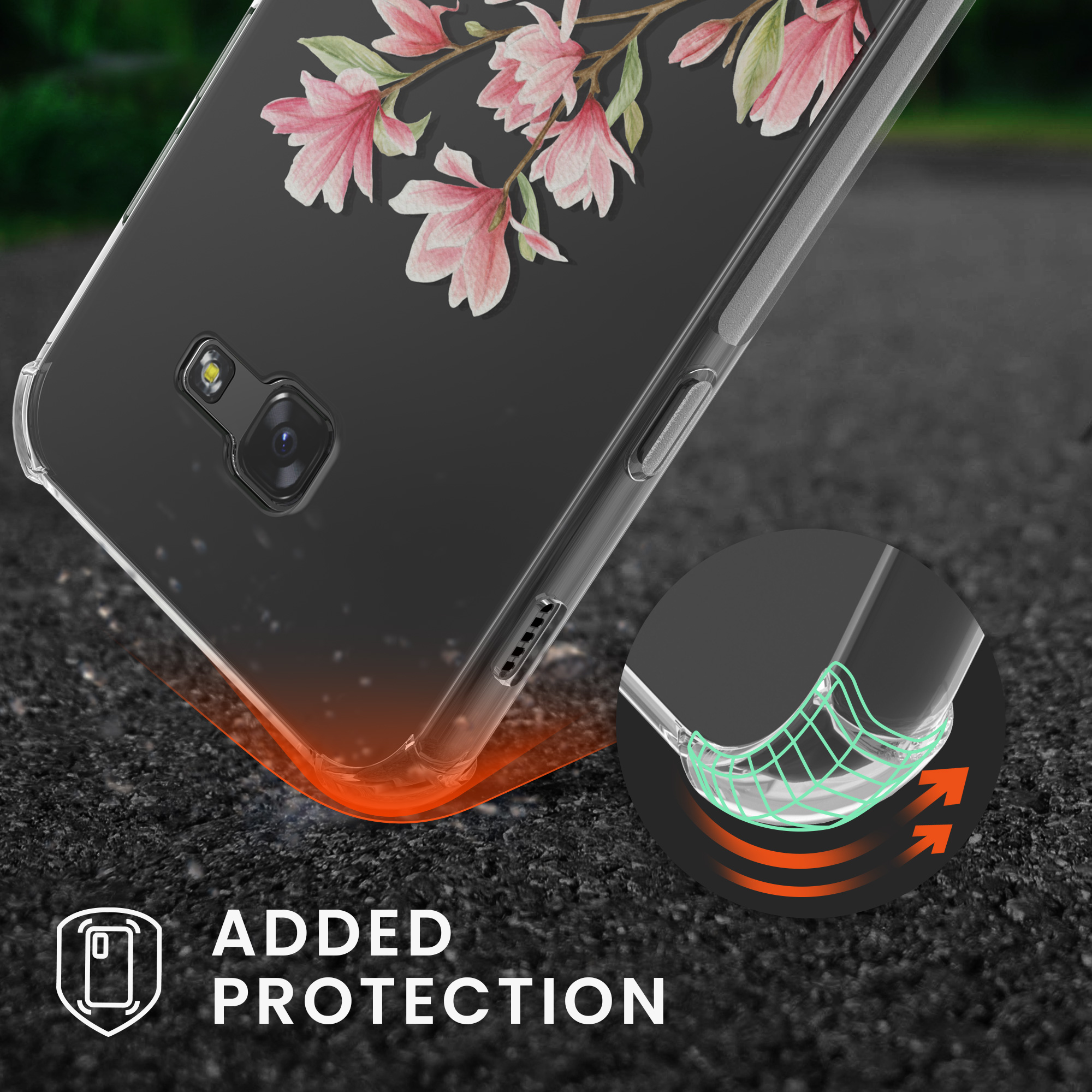 Crossbody kryt na mobil Samsung Galaxy A5 (2017) kwmobile se šňůrkou Magnolias - růžová /