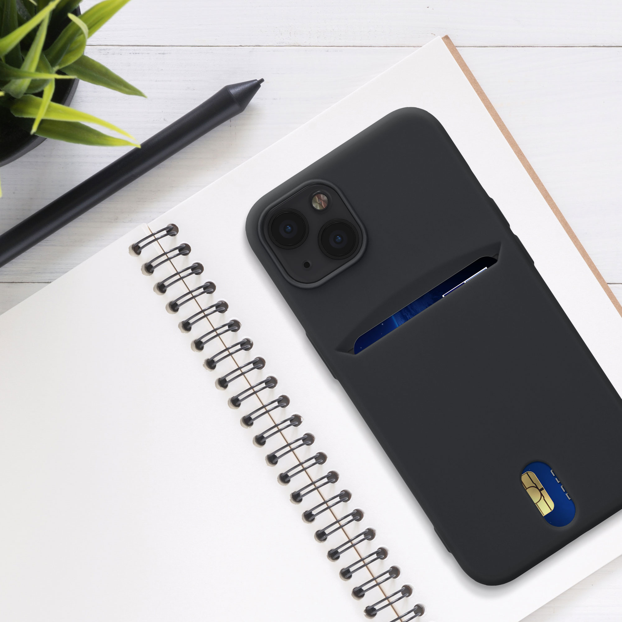 Kryt s přihrádkou kwmobile pro iPhone 13 - černá