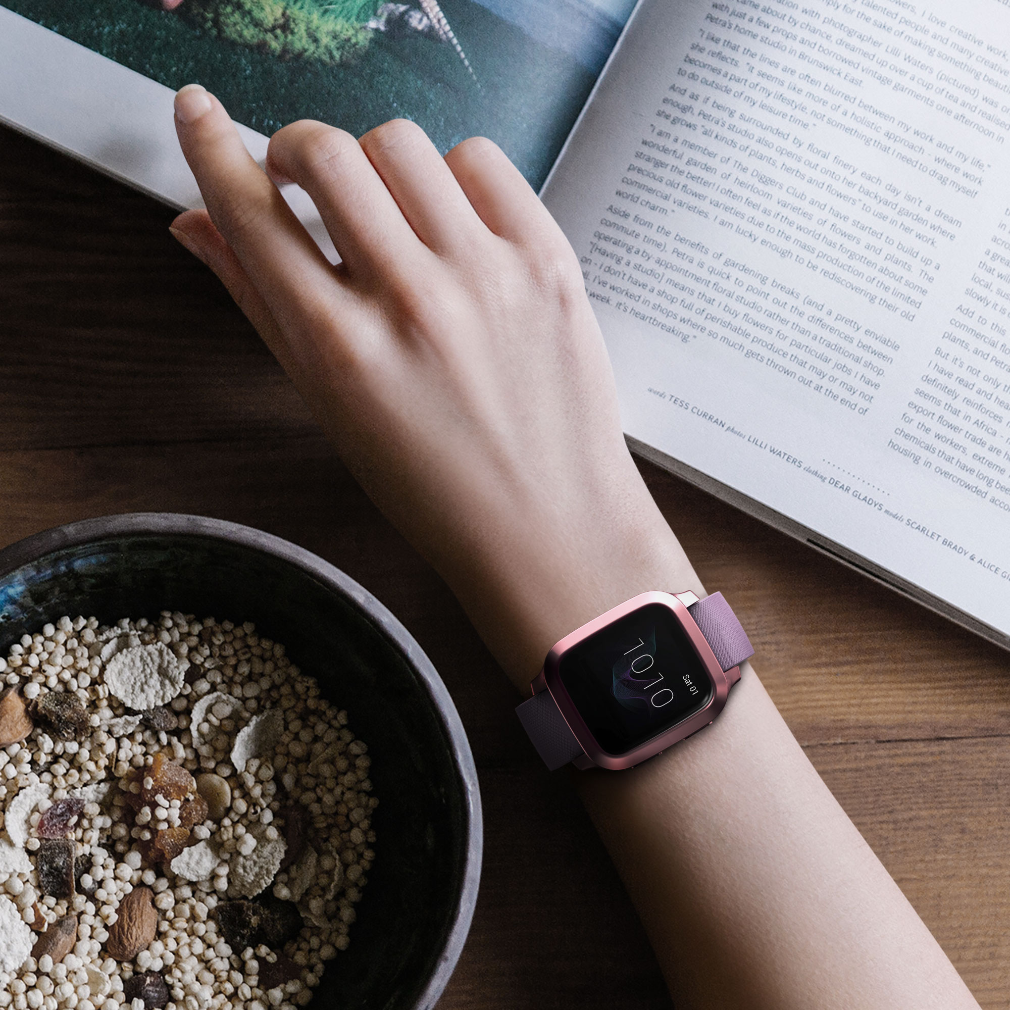 2 ks Ochranný kryt kwmobile pro Garmin Venu Sq Music / Sq - starorůžová / růžově zlatá