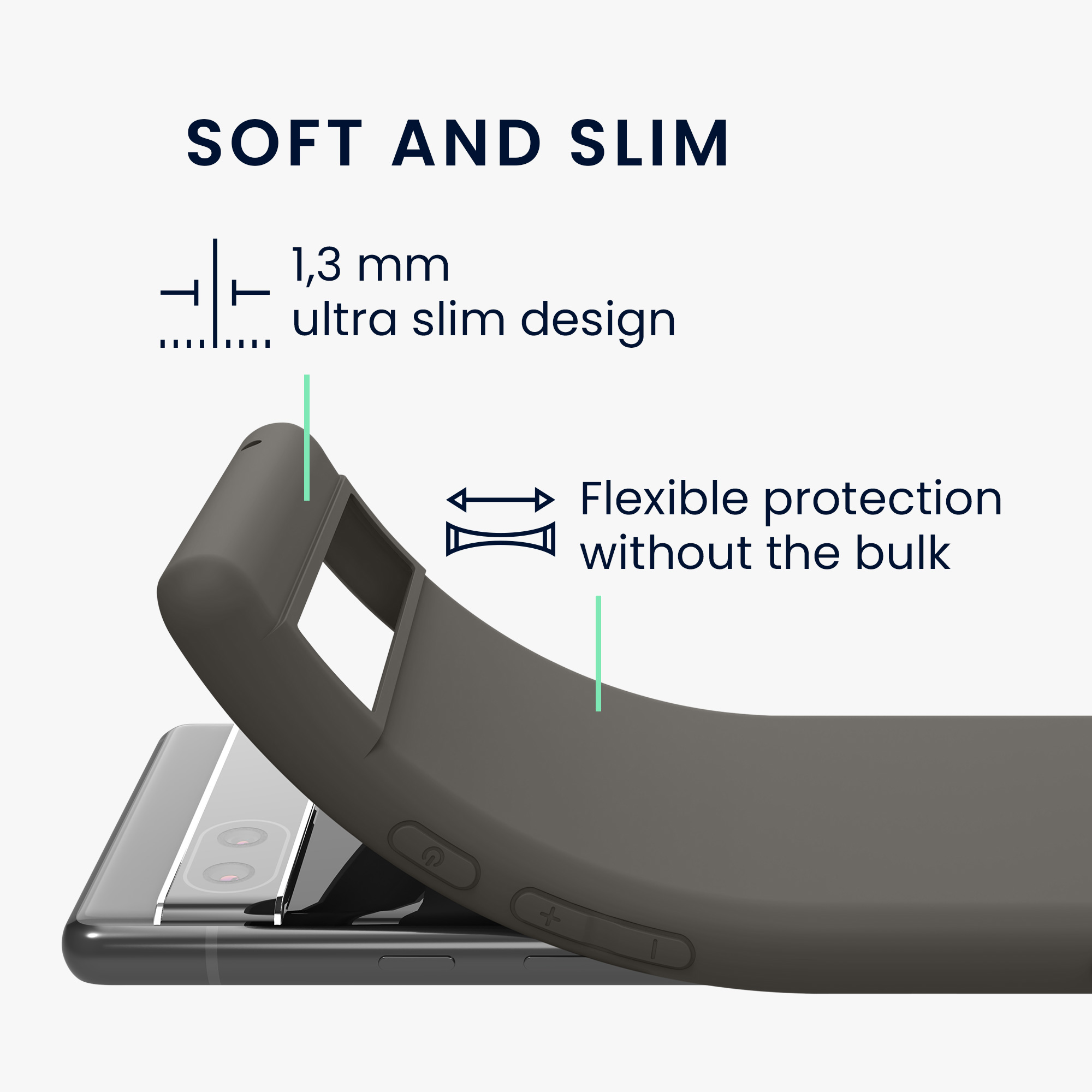 TPU kryt pro Google Pixel 6a, nárazuvzdorný, pro bezdrátové nabíjení kwmobile ‑ kamenně šedá