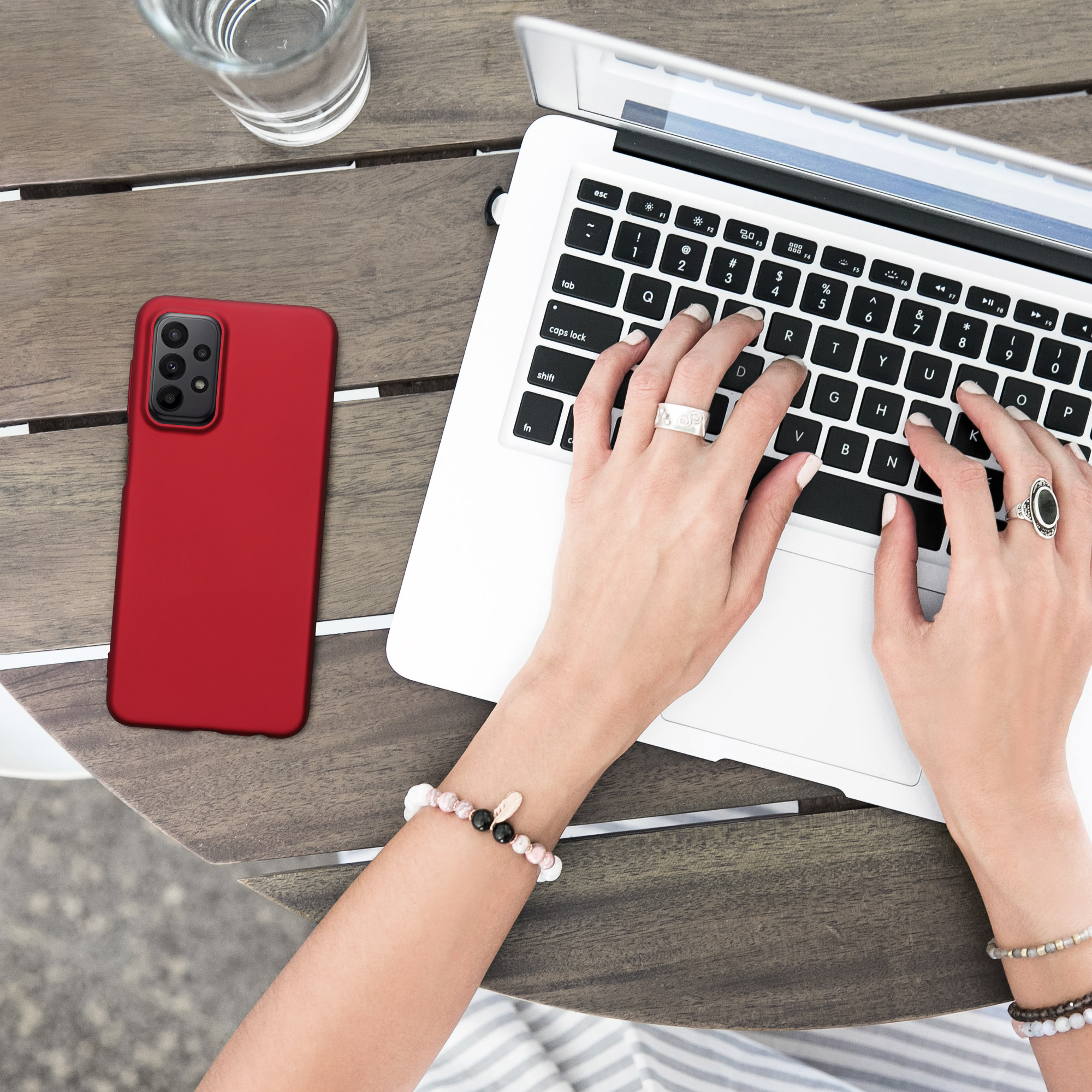 Kryt na mobil Samsung Galaxy A23 4G / 5G kwmobile TPU metalický Metalická tmavě červená