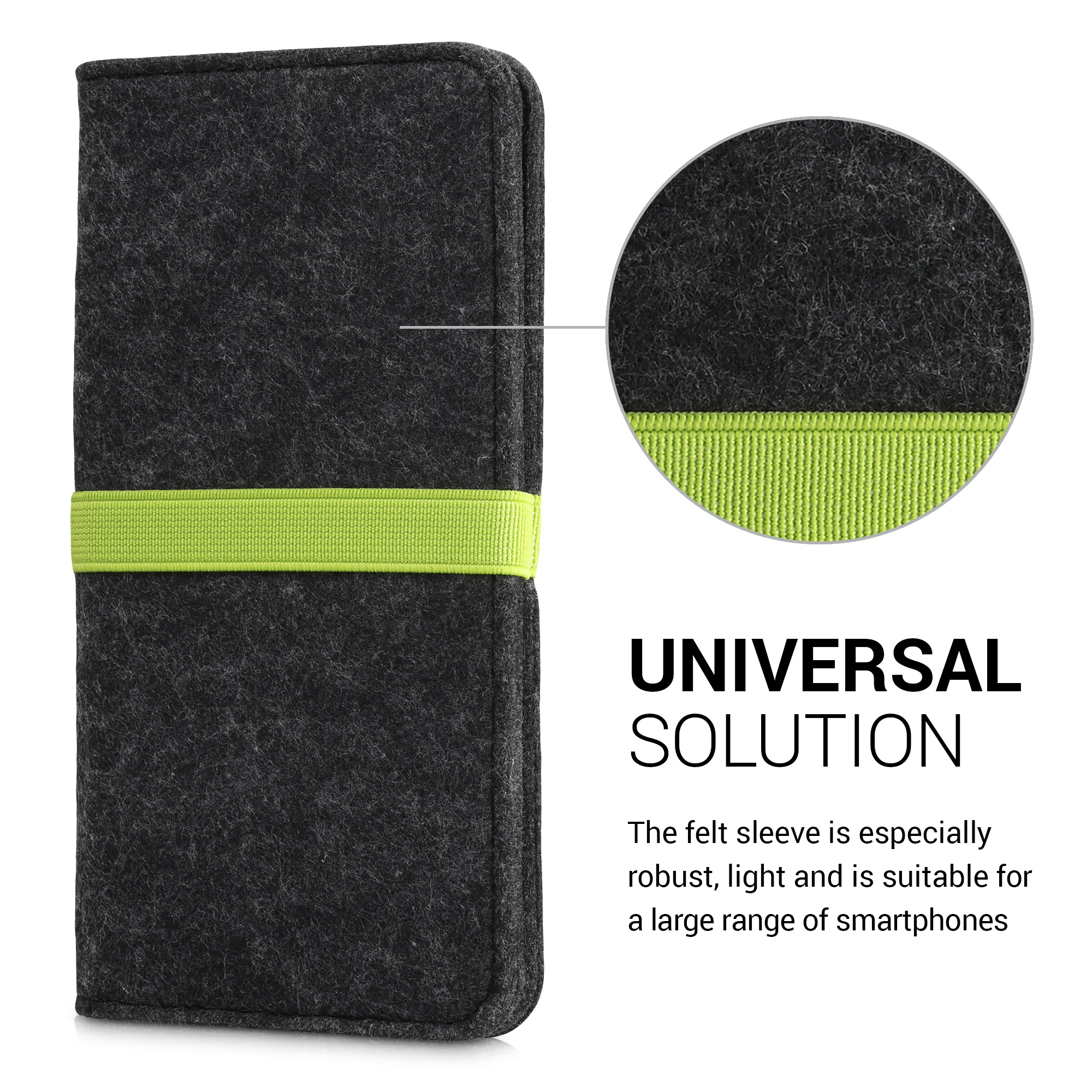 Univerzální pouzdro na mobil kwmobile - XL - 17,2 x 8 cm (6.7/6.8") - tmavě šedá / neonově zelená