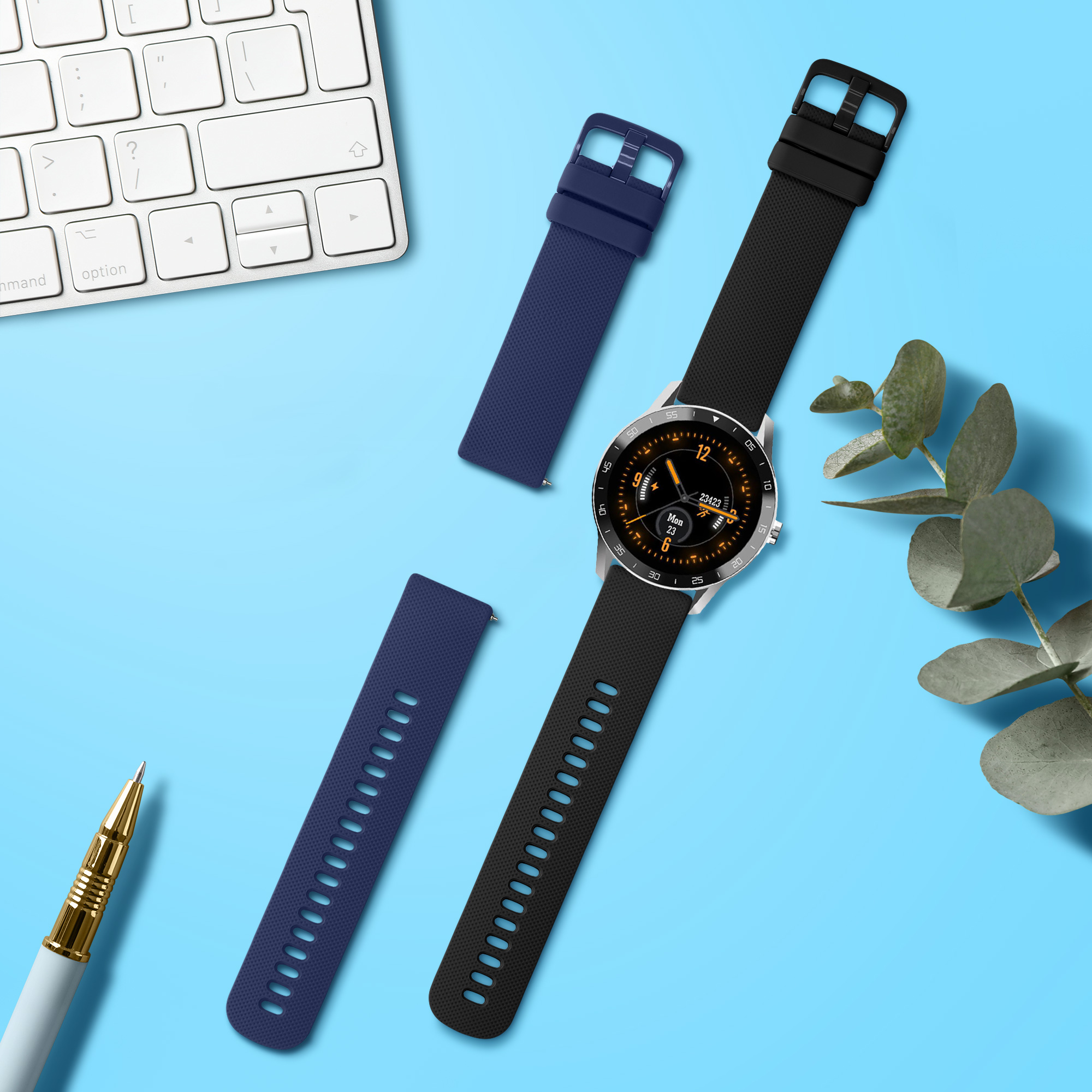 Řemínky kwmobile pro Blackview X1 Smartwatch - 2 ks - černá / tmavě modrá