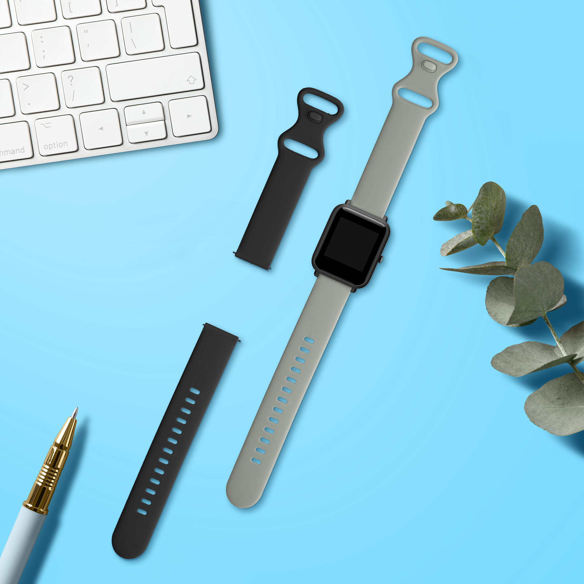Sada 2 řemínků pro Huami Amazfit Bip / Bip Lite kwmobile - šedá a černá