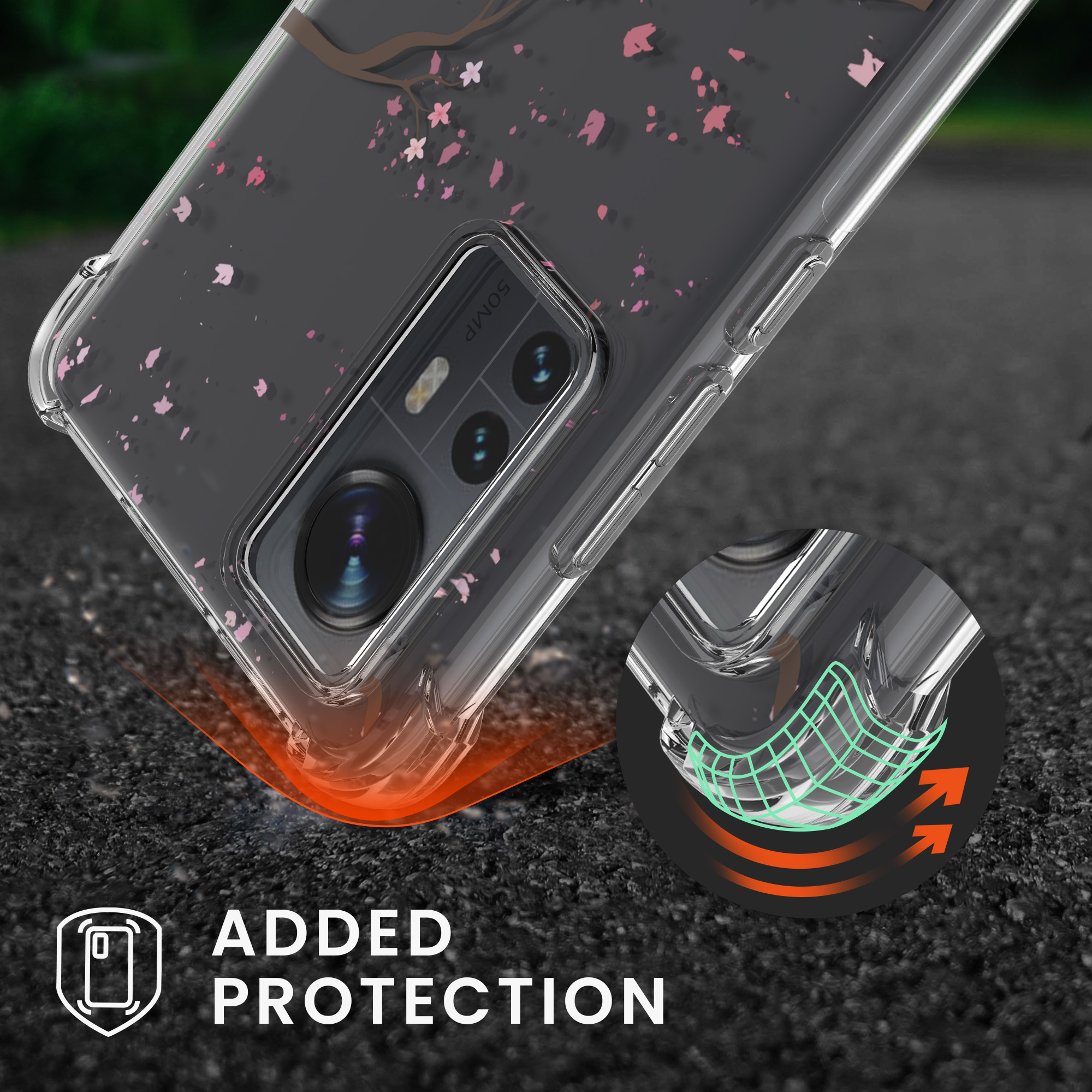 Crossbody kryt na mobil 12 / 12X Kryt s řemínkem kvetoucí třešeň růžový
