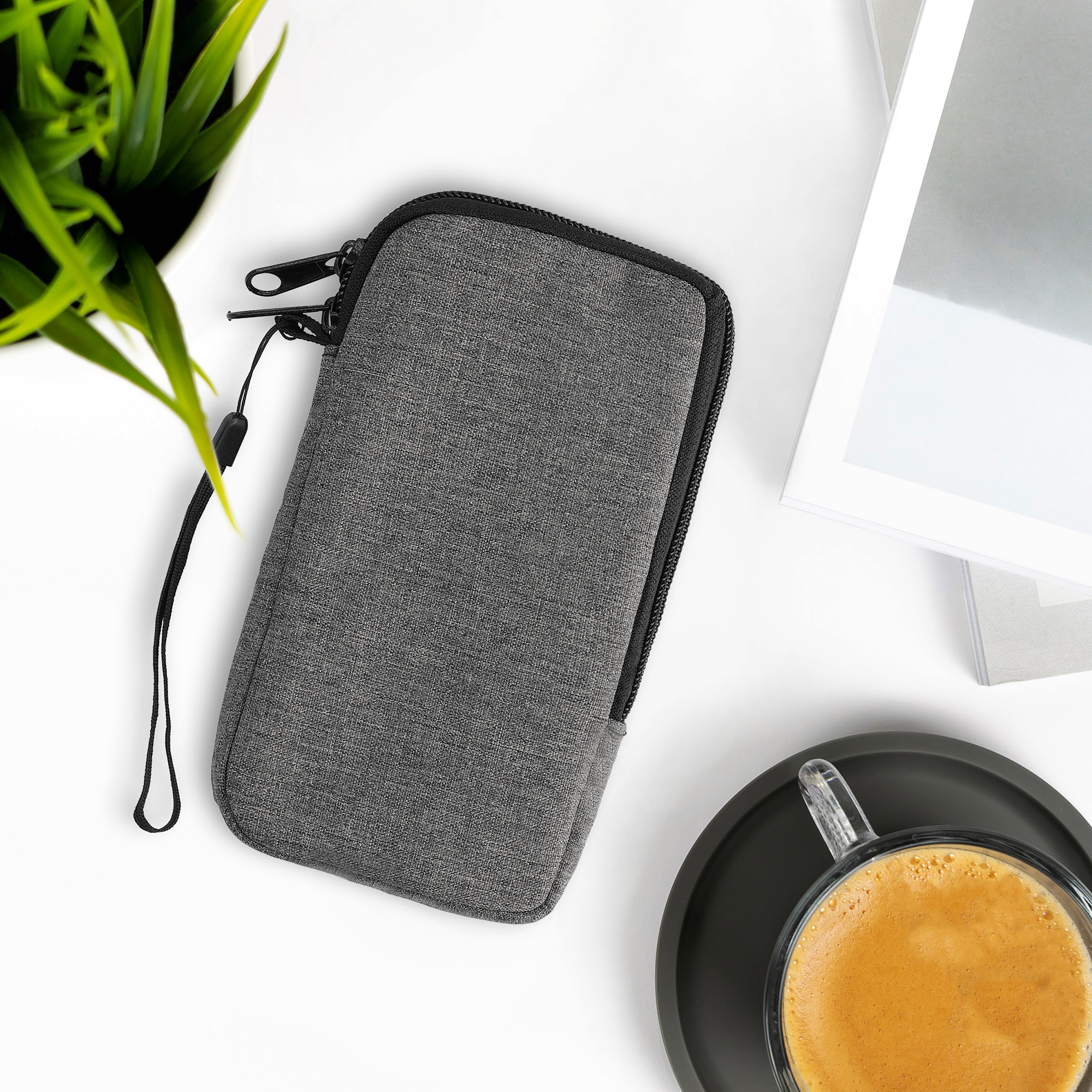 kwmobile univerzální pouzdro na mobil L 6.5", textilní materiál, tmavě šedá