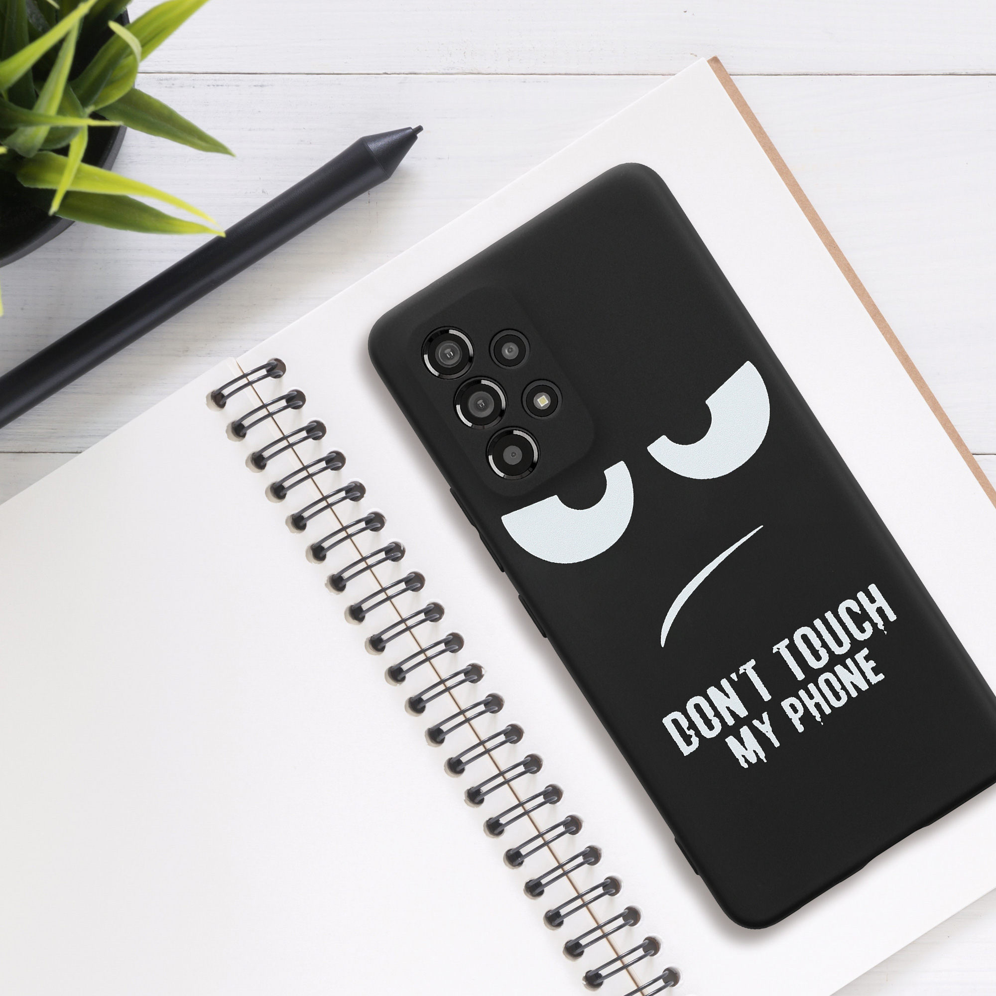 Kryt na mobil Samsung Galaxy A53 5G kwmobile motiv Don't Touch My Phone - Don't Touch My Phone - bílá / černá
