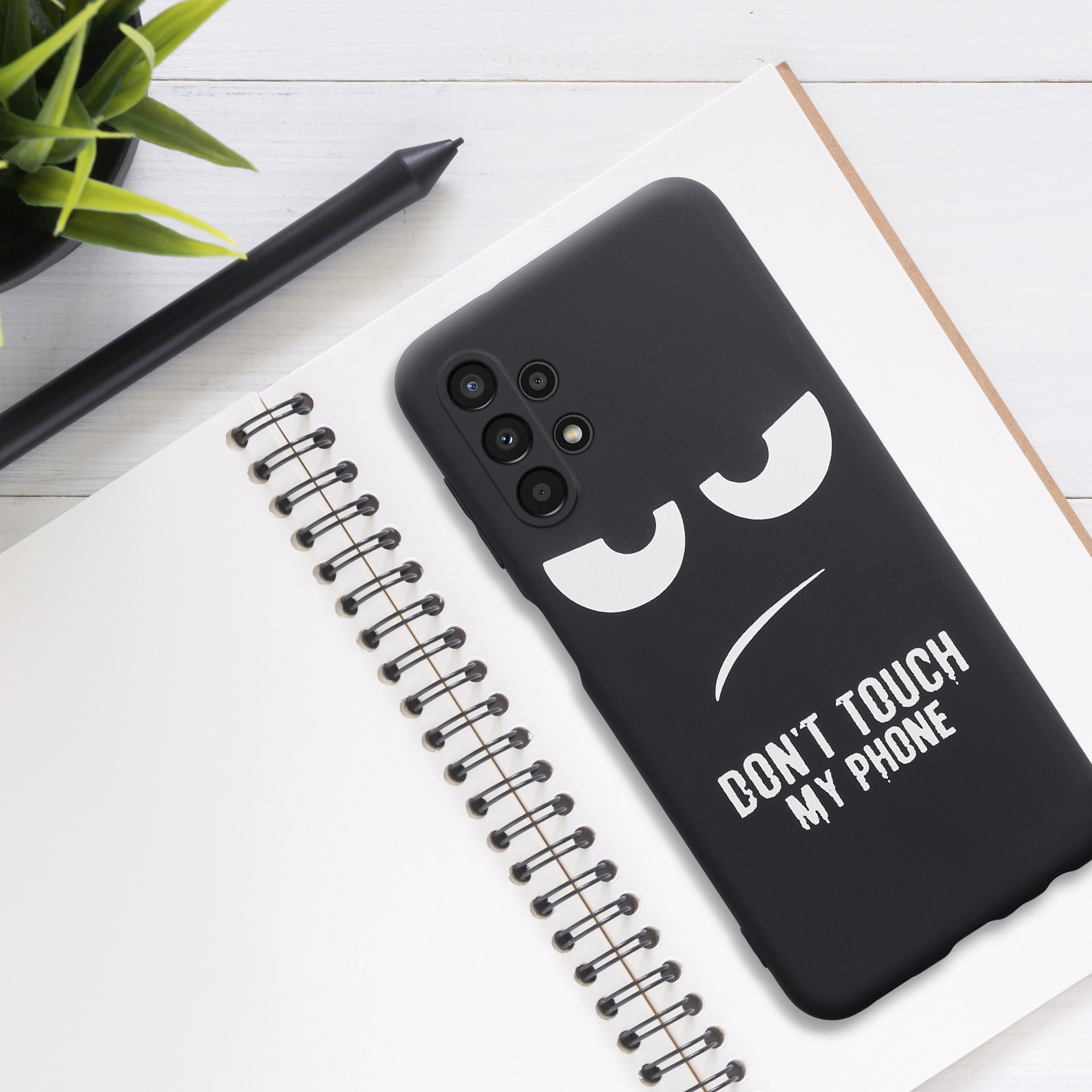 Kryt na mobil Samsung Galaxy A13 4G kwmobile motiv Don't Touch My Phone White / Black