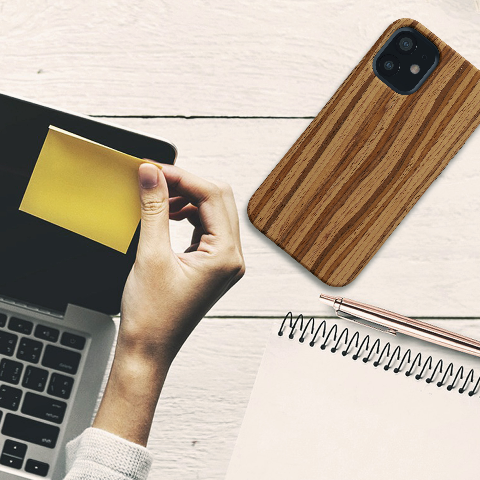 Pouzdro s dřevěným vzhledem pro Apple iPhone SE (2022) / SE (2020) / 8 / 7 kwmobile dřevěné - dřevěný vzor, vintage hnědá