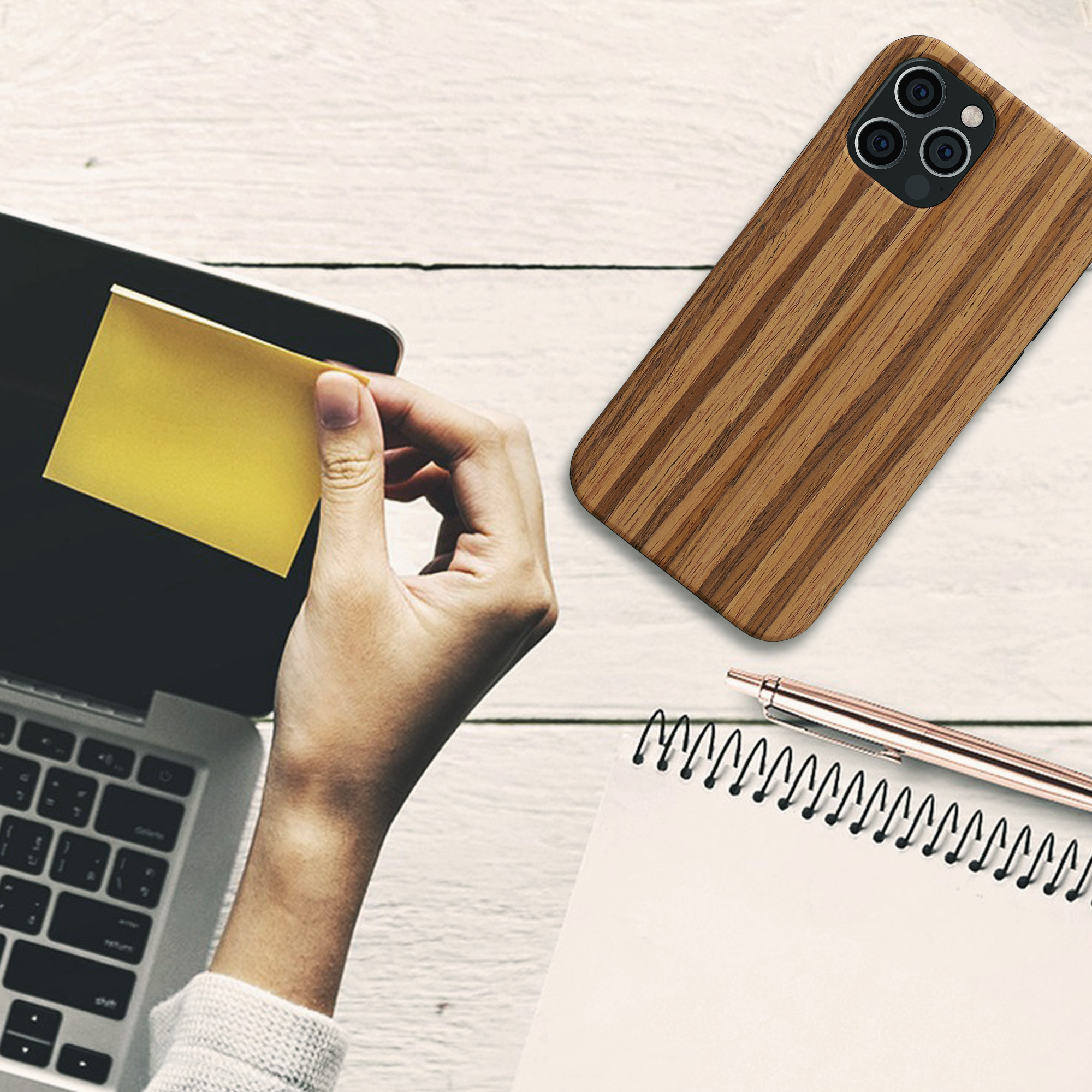 Pouzdro s dřevěným vzhledem pro Apple iPhone 12 / iPhone 12 Pro kwmobile dřevěné - dřevěný vzor, vintage hnědá