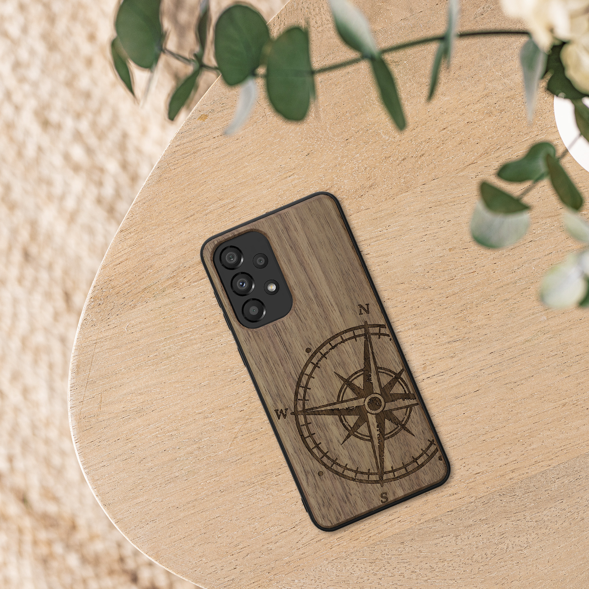 Dřevěný kryt na mobil Samsung Galaxy A33 5G kwmobile TPU rámeček Tmavě hnědá