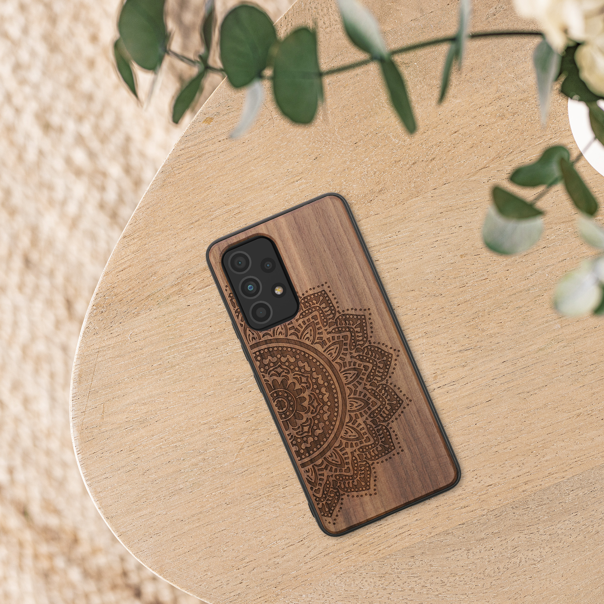 Dřevěný kryt na mobil Samsung Galaxy A53 5G kwmobile TPU rámeček Tmavě hnědá