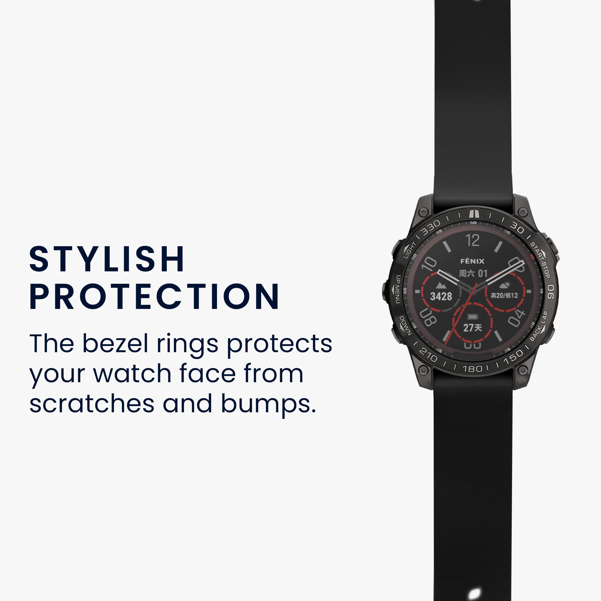 Ochranný rámeček pro Garmin Fenix 7 kwmobile hliníkové - černá / stříbrná