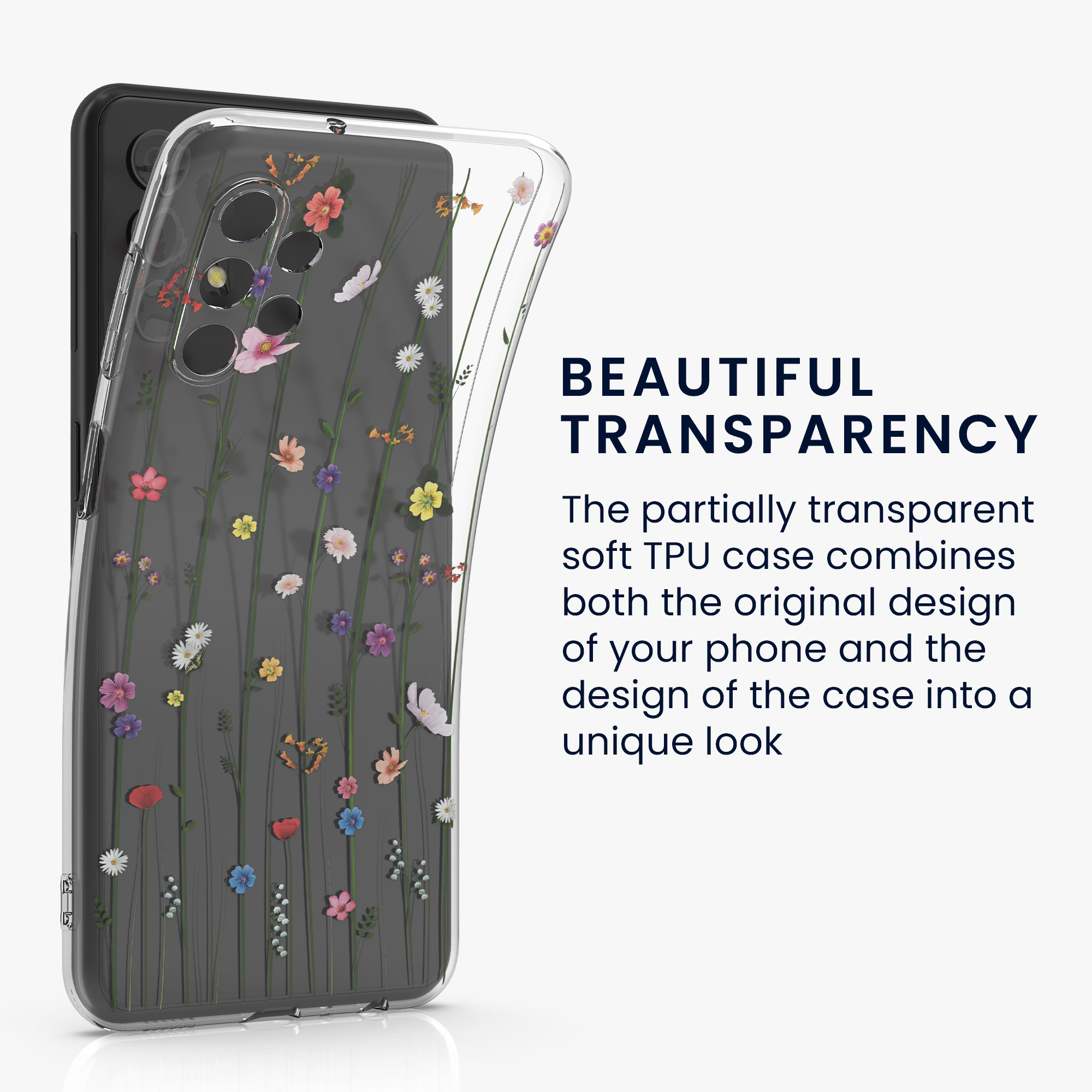 Kryt na mobil Samsung Galaxy A13 4G kwmobile motiv Wildflower Vines Vícebarevná / transparentní